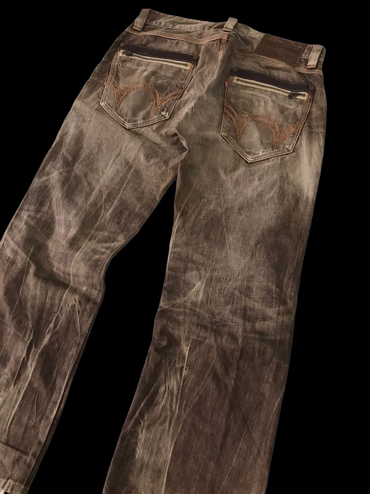 Edwin Baggy Flared🔥Edwin 503 Lightning Brown Distressed Denim Pant Size US 35 - 7 Thumbnail