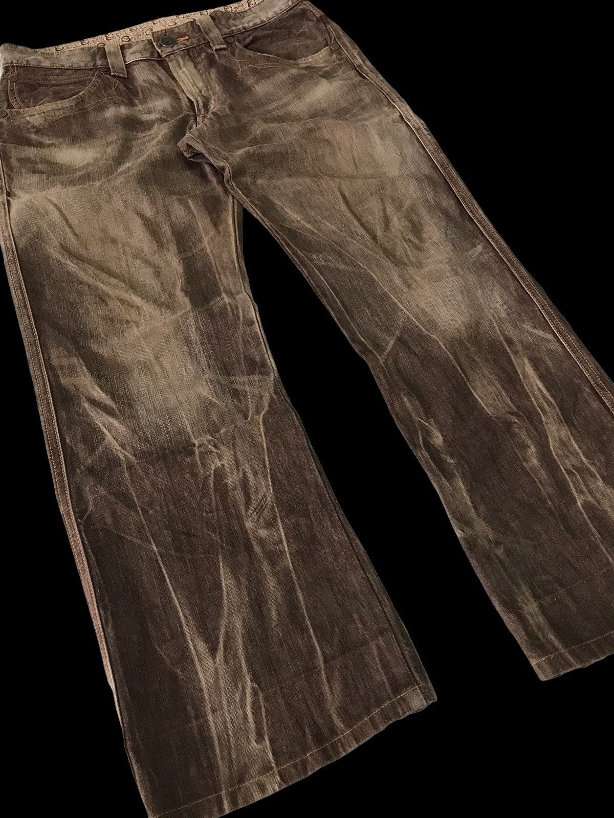 Edwin Baggy Flared🔥Edwin 503 Lightning Brown Distressed Denim Pant Size US 35 - 5 Thumbnail