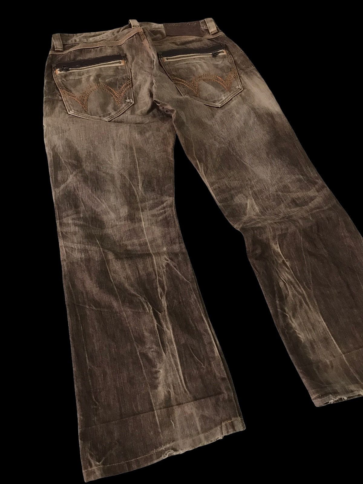Edwin Baggy Flared🔥Edwin 503 Lightning Brown Distressed Denim Pant Size US 35 - 8 Thumbnail