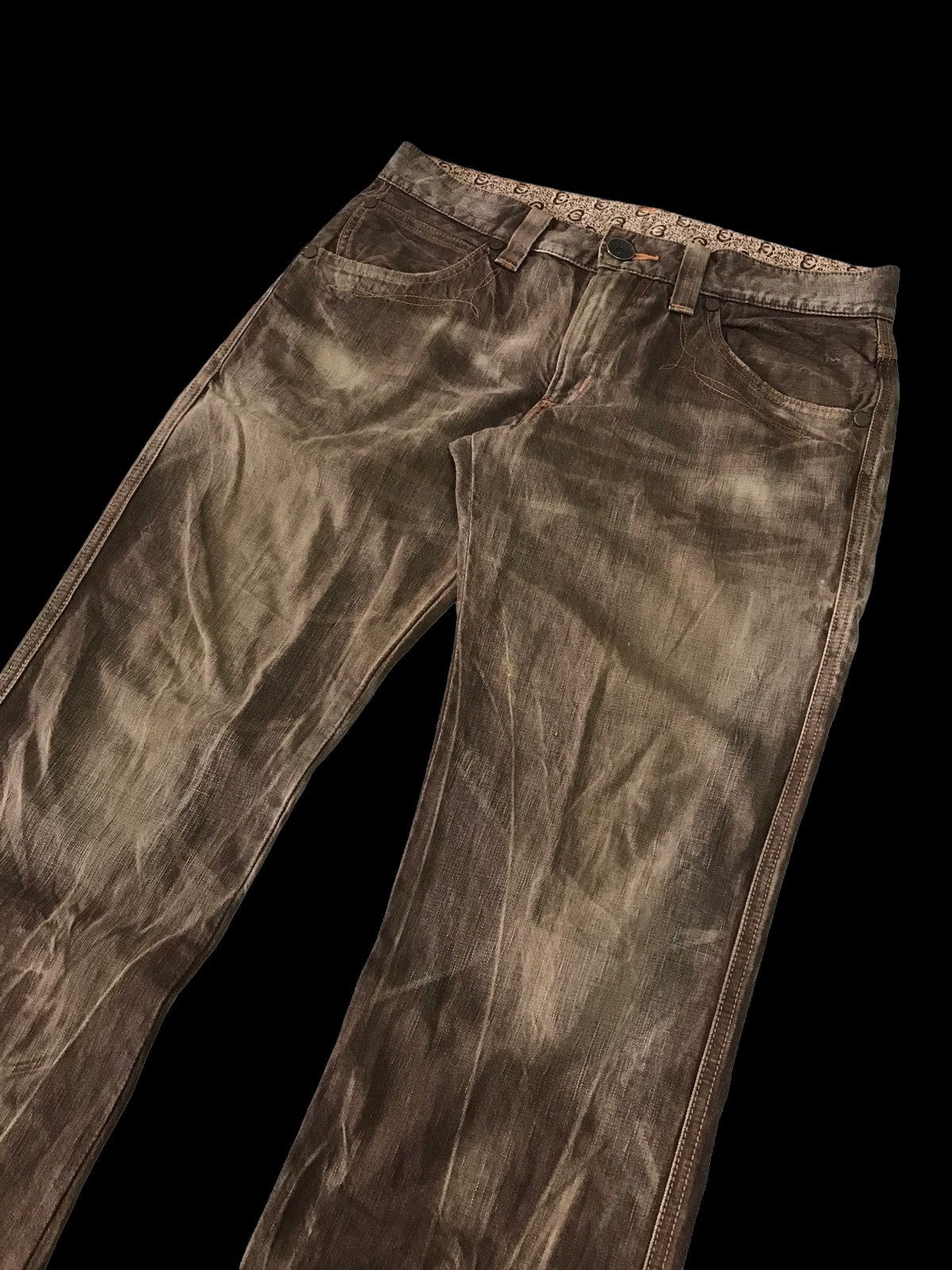 Edwin Baggy Flared🔥Edwin 503 Lightning Brown Distressed Denim Pant Size US 35 - 4 Thumbnail