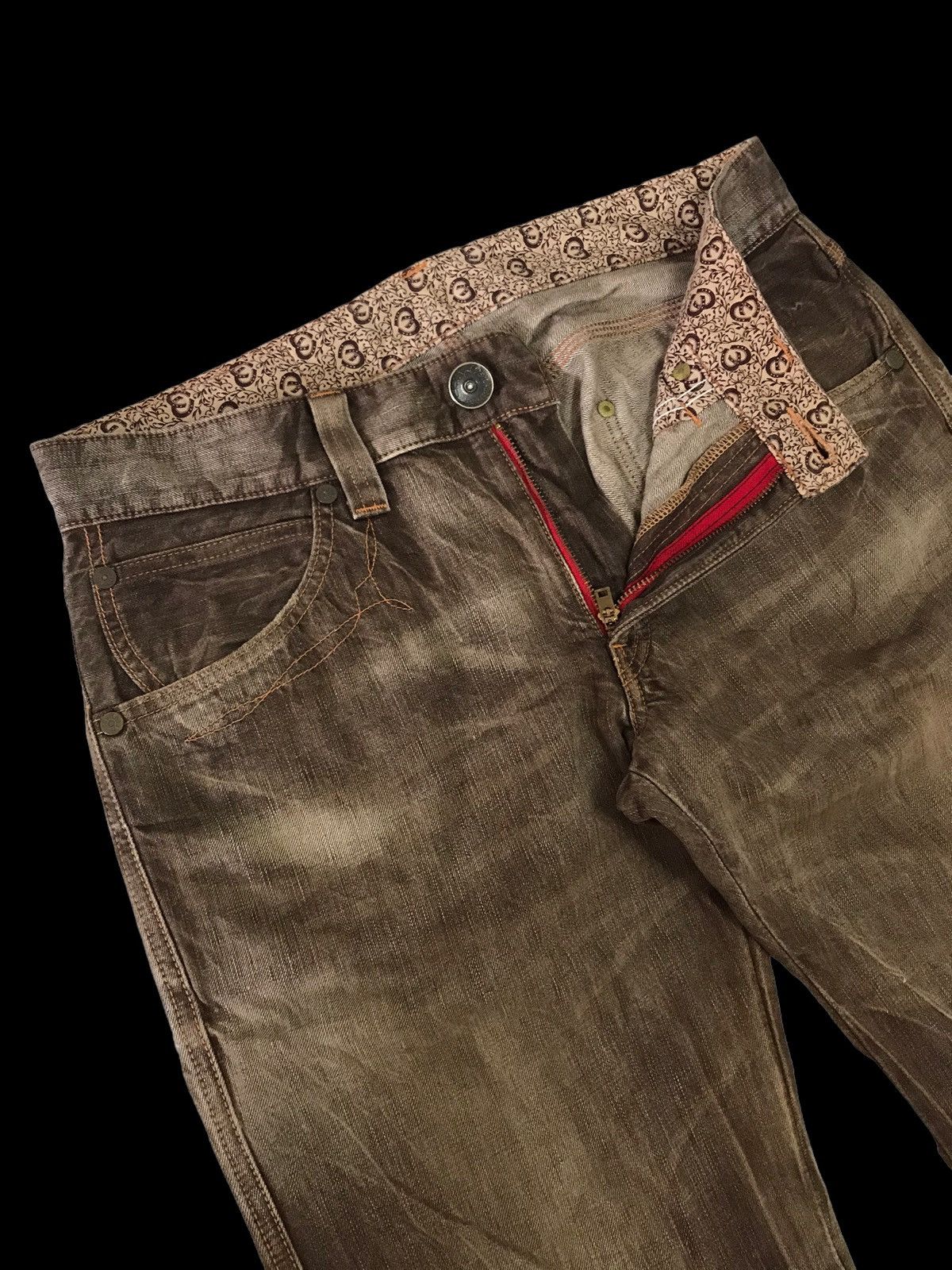 Edwin Baggy Flared🔥Edwin 503 Lightning Brown Distressed Denim Pant Size US 35 - 6 Thumbnail