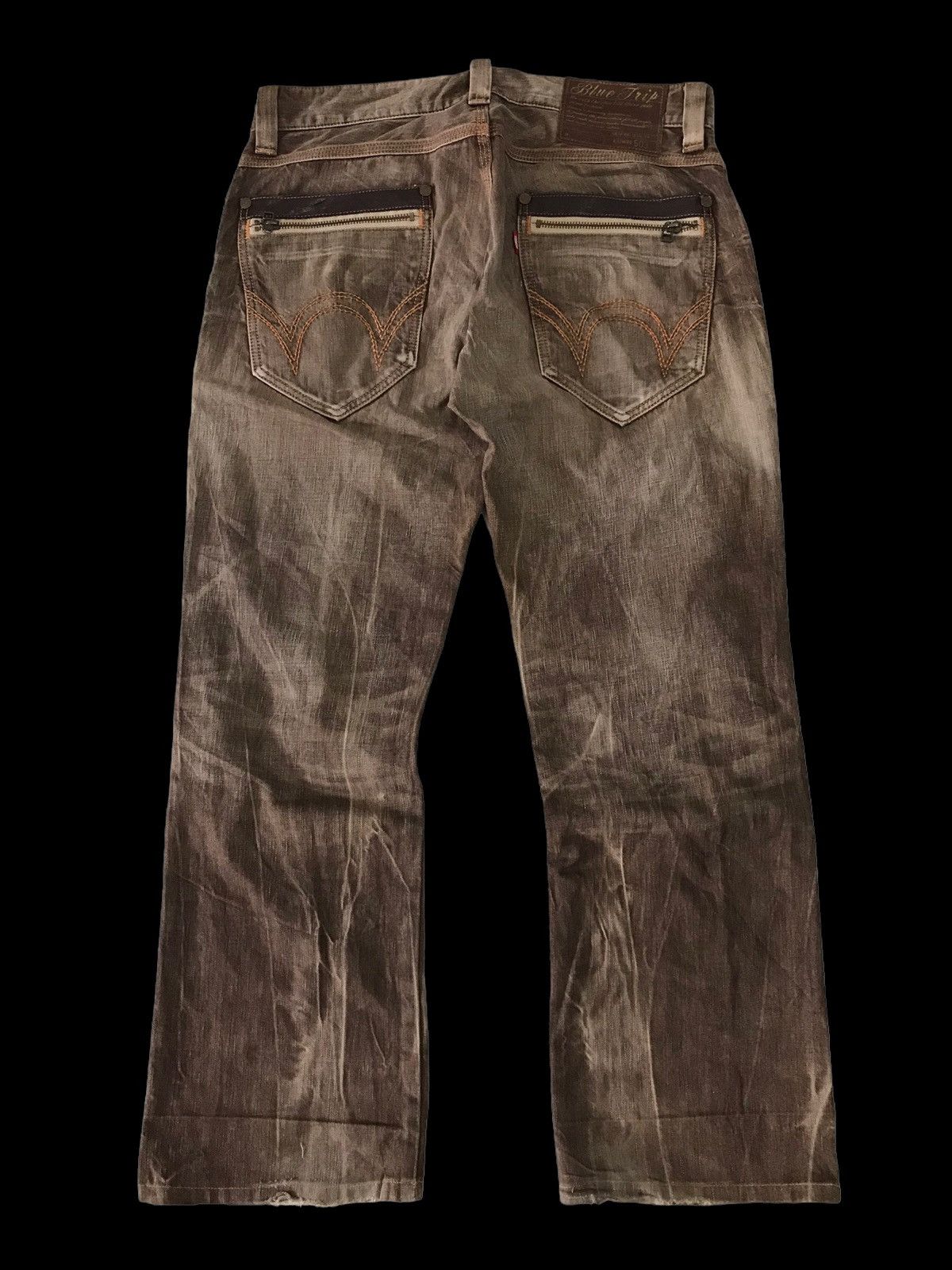 Edwin Baggy Flared🔥Edwin 503 Lightning Brown Distressed Denim Pant Size US 35 - 1 Thumbnail