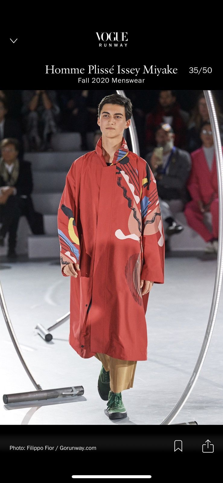 Pre-owned Issey Miyake Runway Piece 2020 Fall  Homme Plisse Red Coat