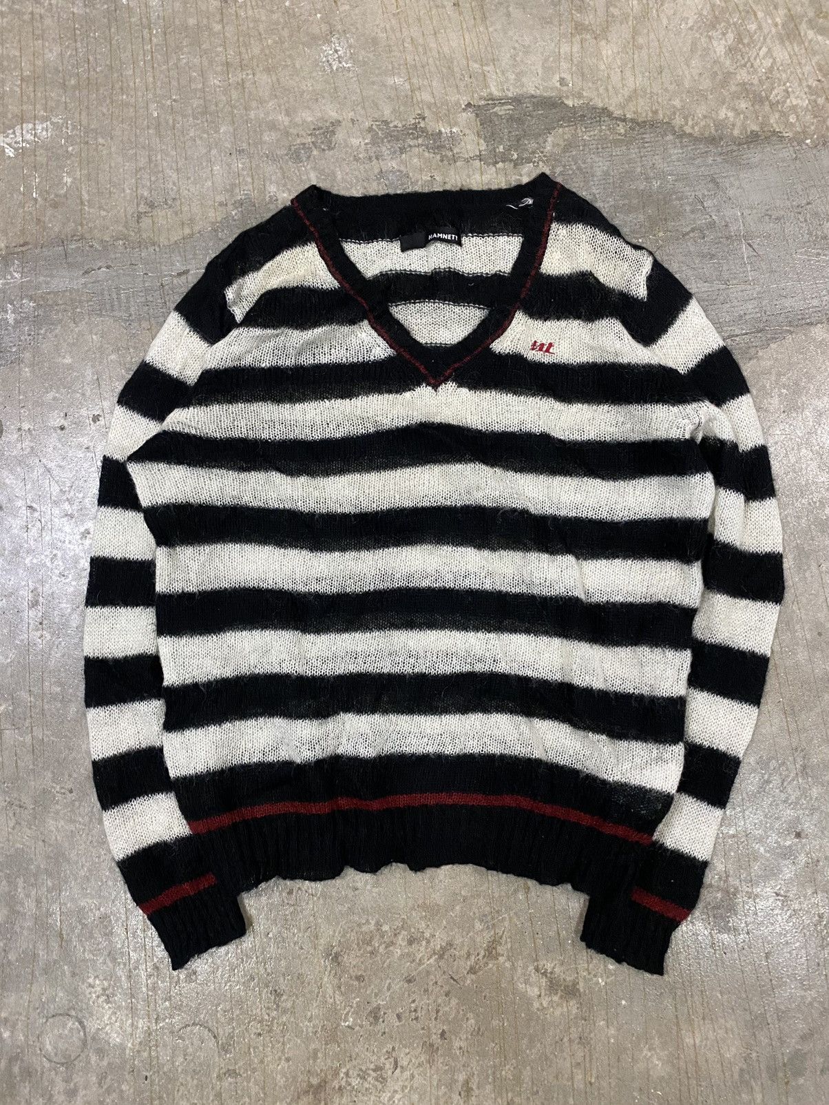 Katharine Hamnett London Mohair mesh striped Knitwear Size US S / EU 44-46 / 1 - 3 Thumbnail