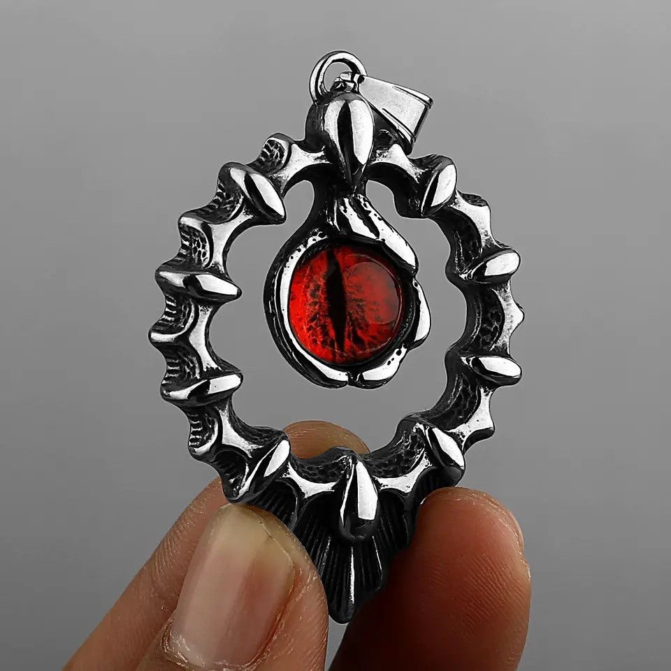 Jewelry Cool Flame Gem Demon Eye Pendant Necklace Size ONE SIZE - 2 Thumbnail