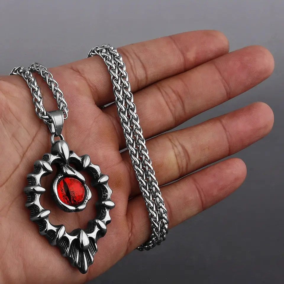 Jewelry Cool Flame Gem Demon Eye Pendant Necklace Size ONE SIZE - 1 Thumbnail
