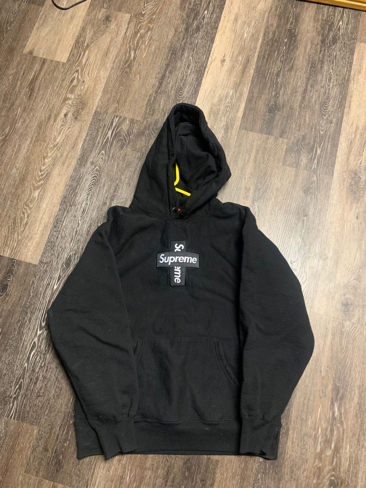 Pre-owned Supreme Cross Box Logo Hoodie In Black