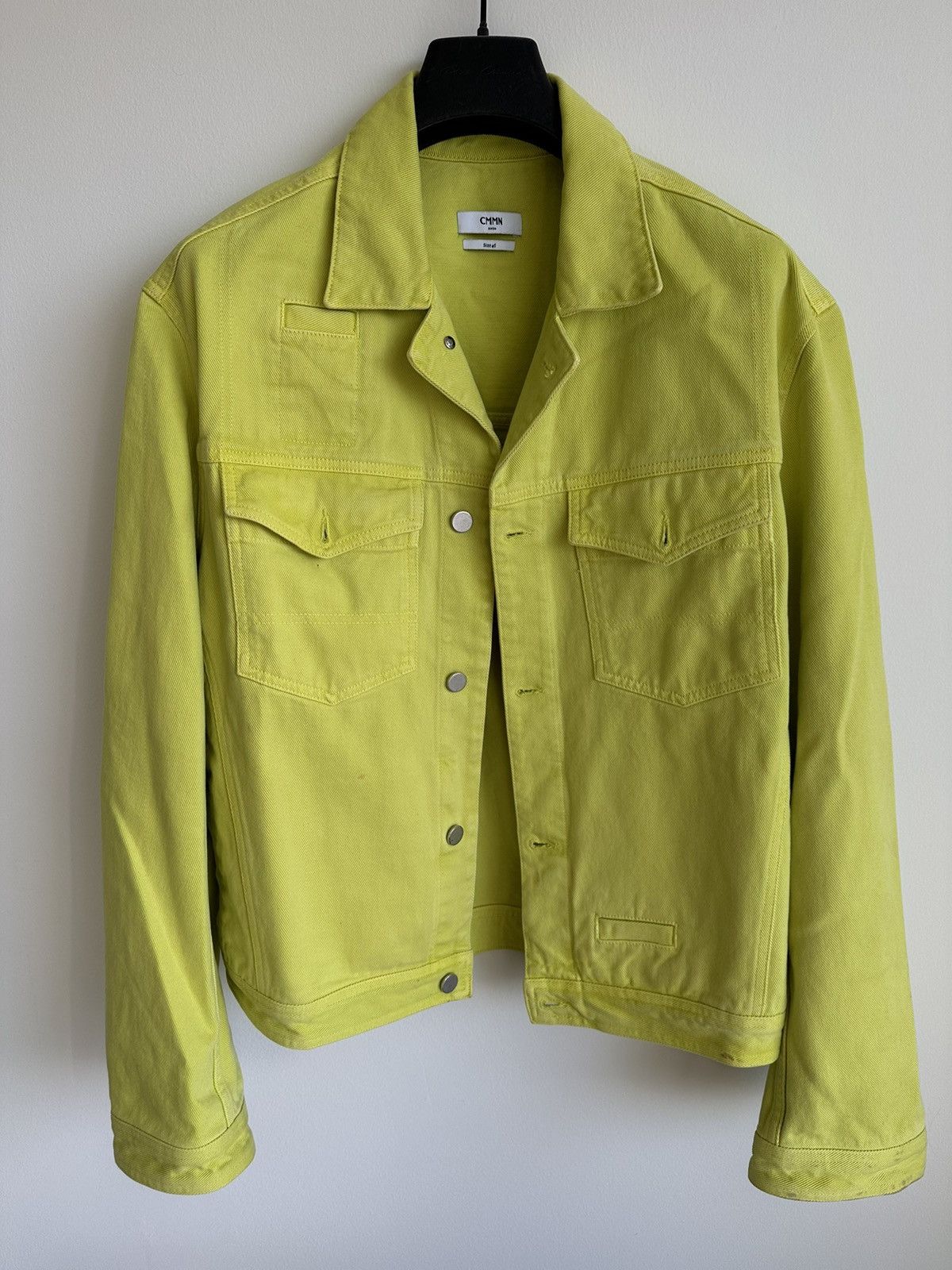 image of Cmmn Swdn Denim Jacket in Neon Yellow, Men's (Size Small)