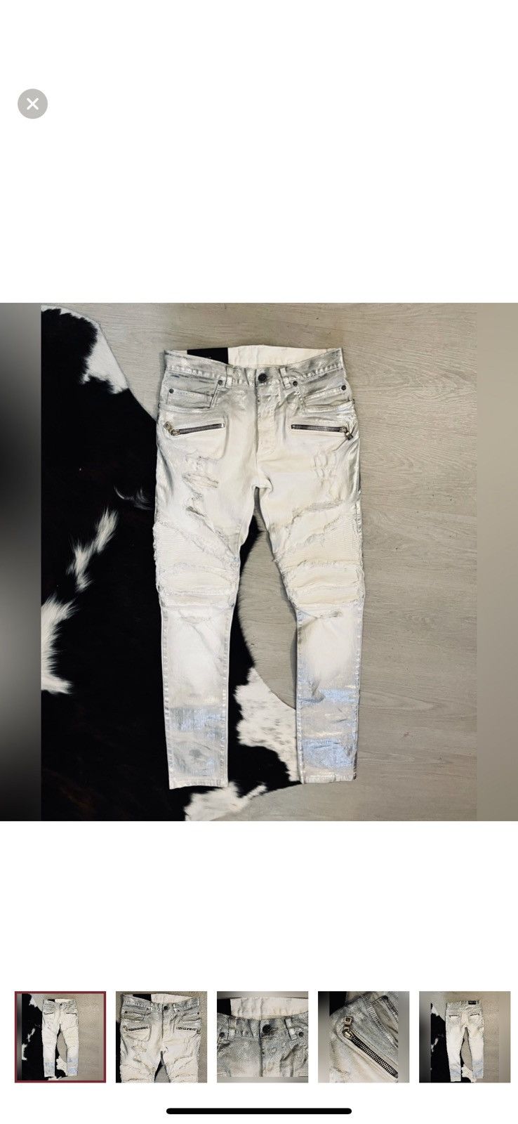 Pierre Balmain Platinum Balmain Biker Pants Size US 29 - 1 Thumbnail