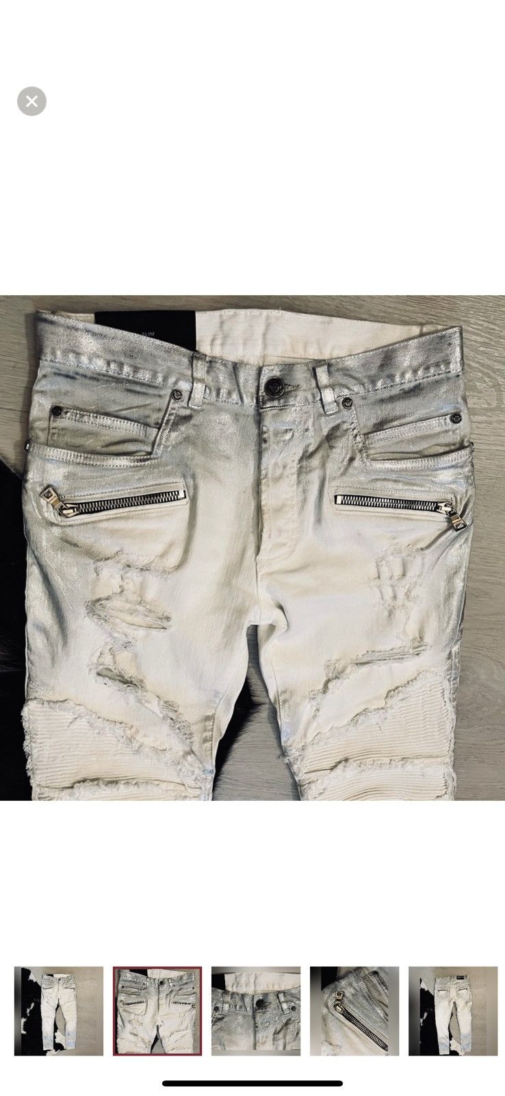 Pierre Balmain Platinum Balmain Biker Pants Size US 29 - 2 Thumbnail
