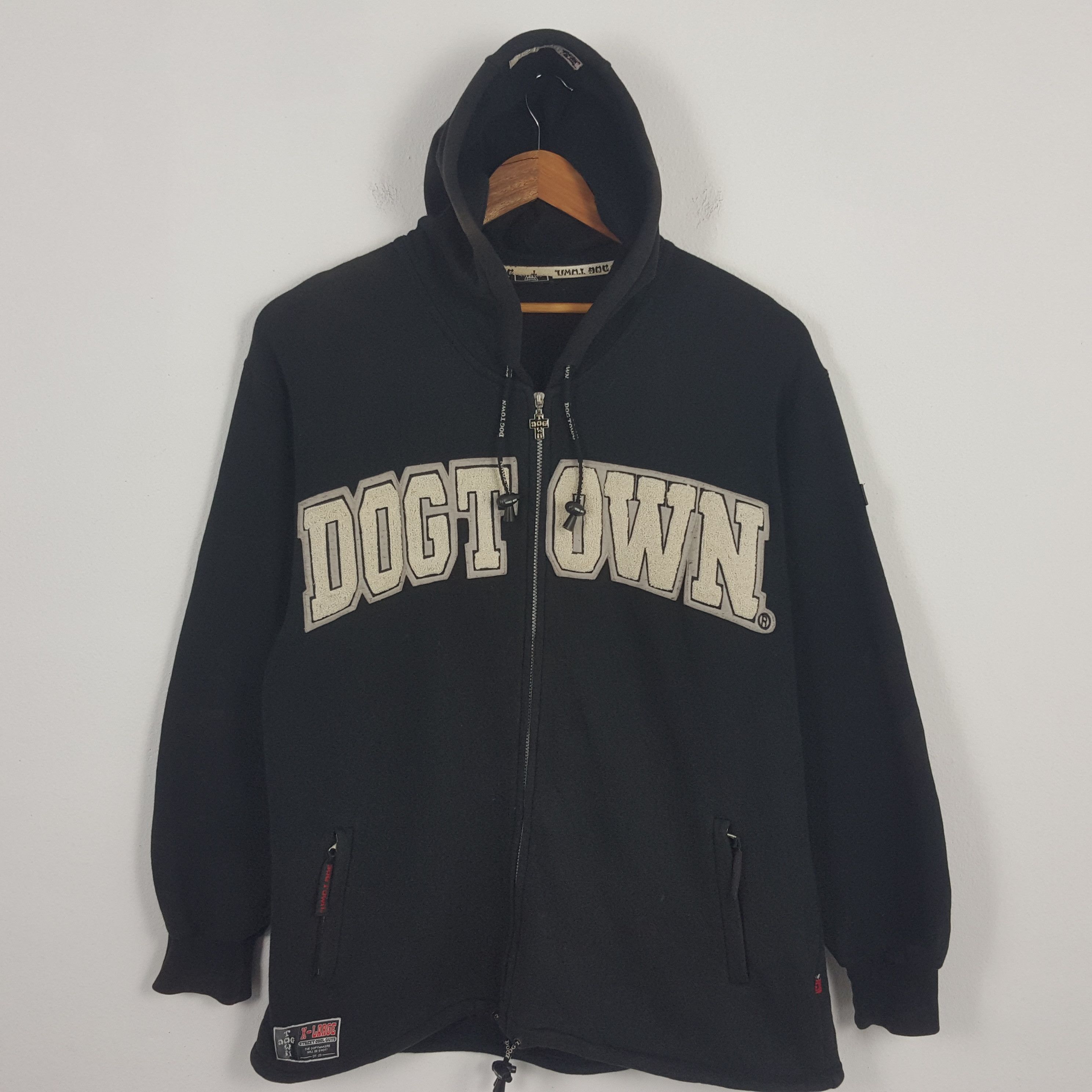 image of Dogtown x Vintage Dog Town Streetwear Skateboard Style Hoodies Jacket in Black, Men's (Size Large)