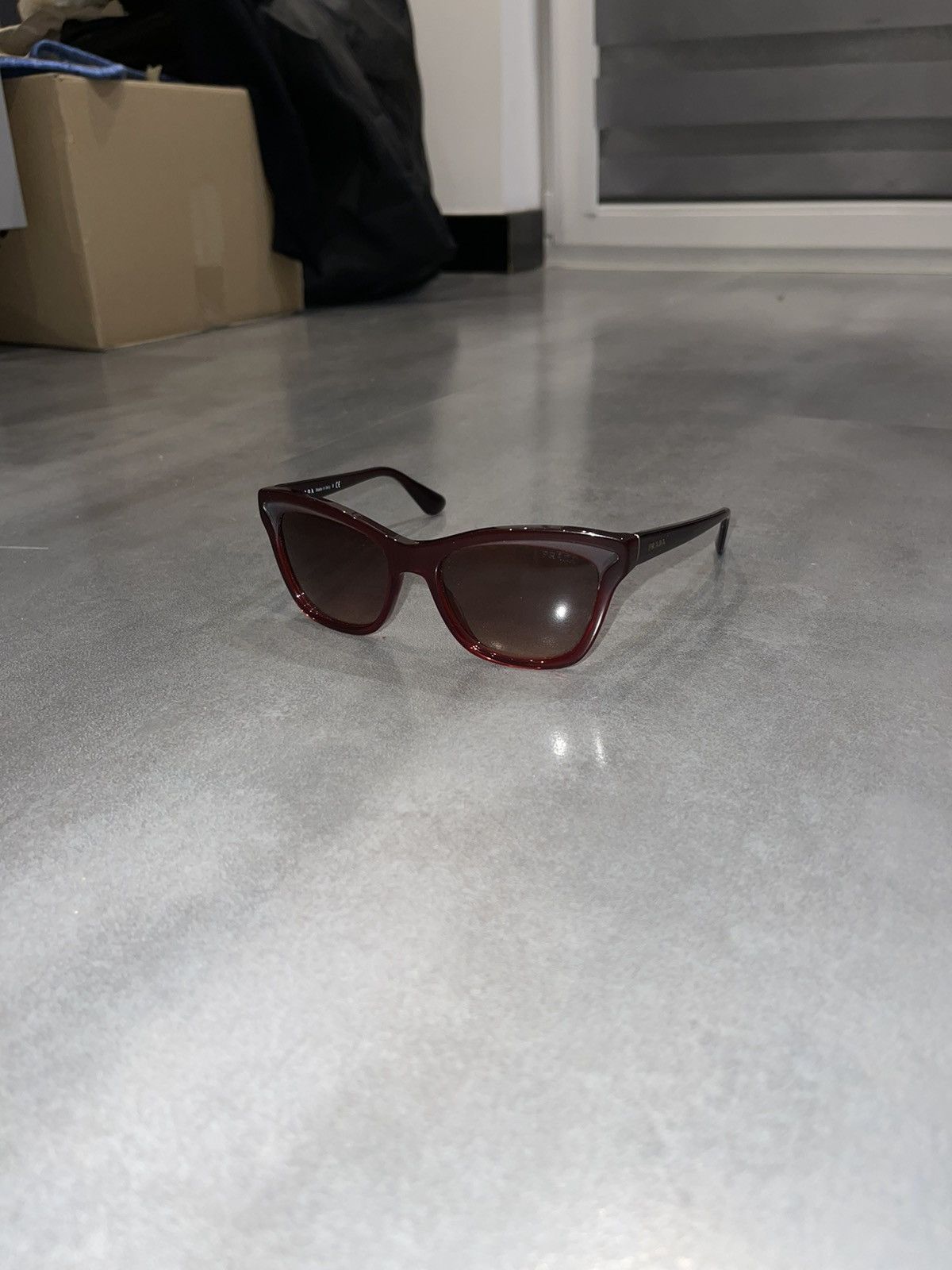 image of Prada Spr16P Max-0A5 Dark Red Sunglasses, Women's