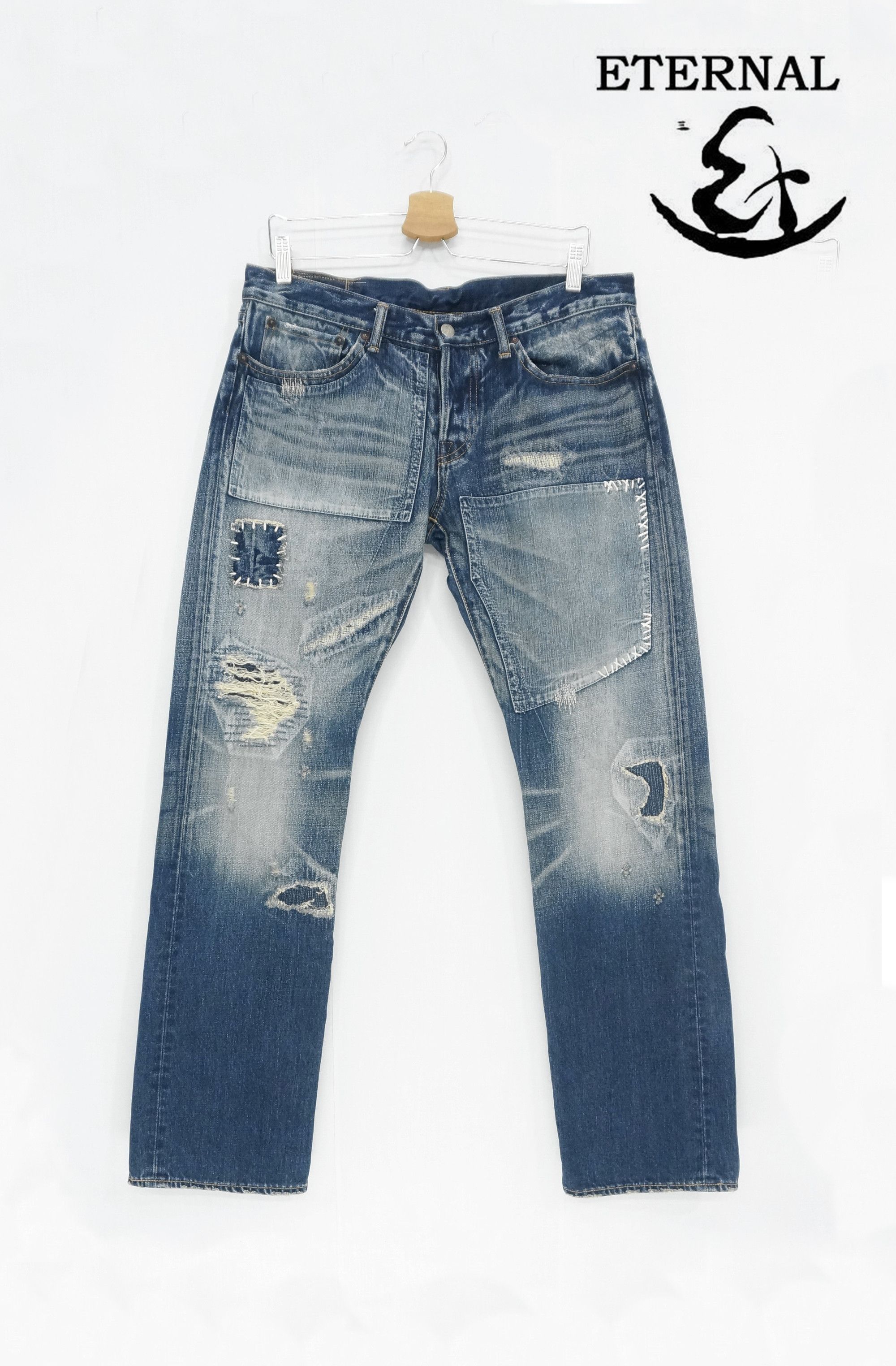 Eternal Dope Vintage ETERNAL Japan Sashiko Patchwork Denim Jeans Size US 34 / EU 50 - 1 Thumbnail