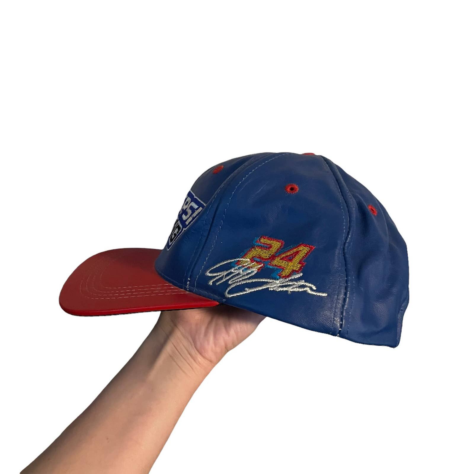 Streetwear × Vintage Vintage leather Pepsi racing nascar hat | Grailed