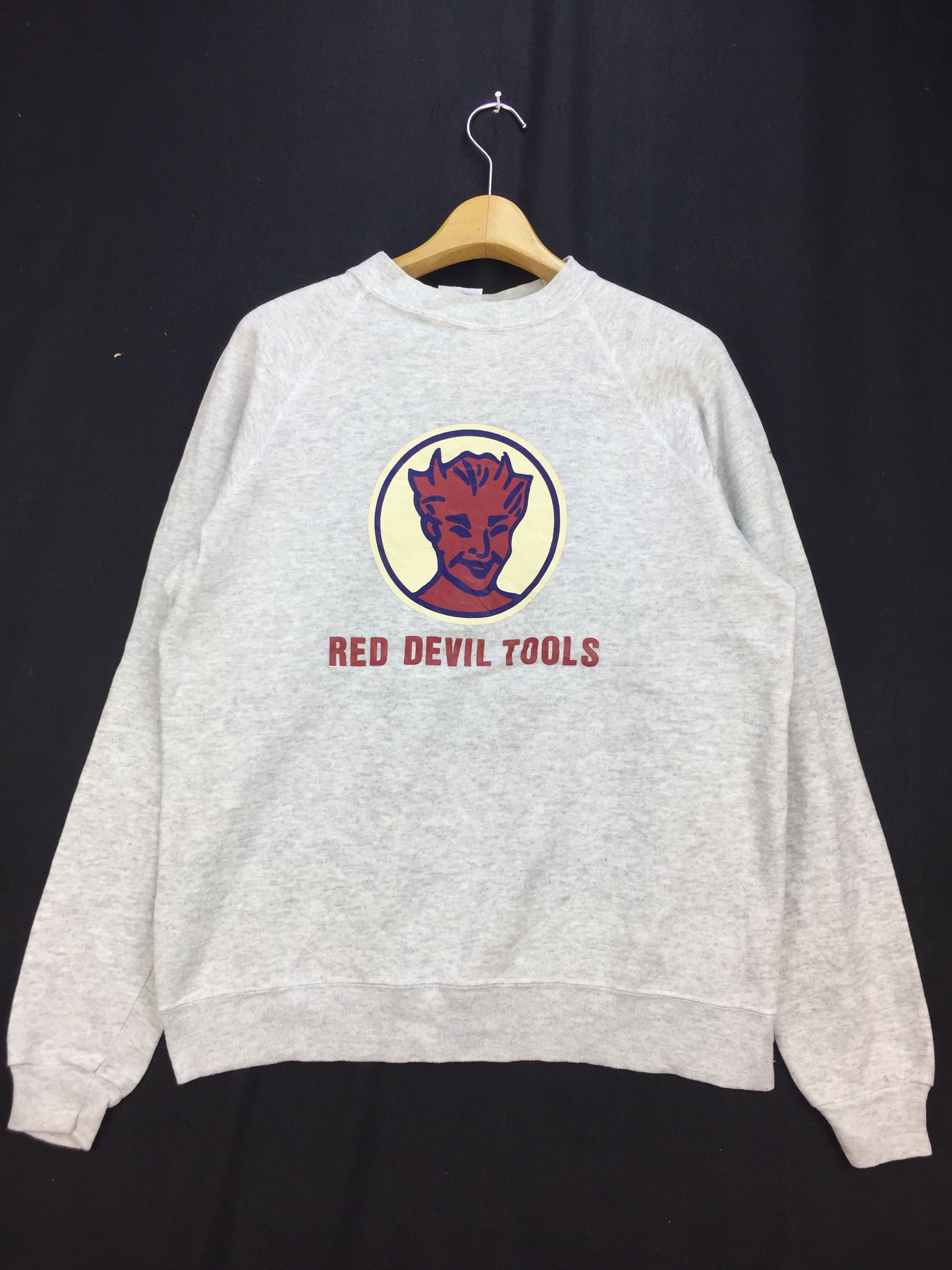 image of Hanes x Made In USA Vintage Red Devil Tools Sweatshirt in Grey, Men's (Size Large)