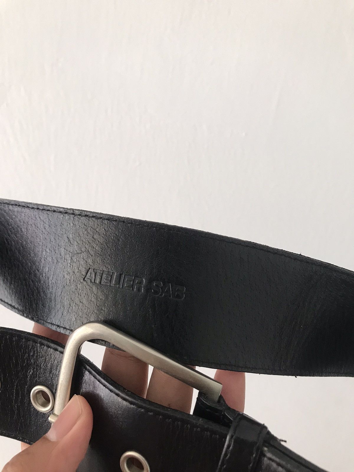 Designer × Vintage Atelier sab black leather belt Size ONE SIZE - 2 Thumbnail