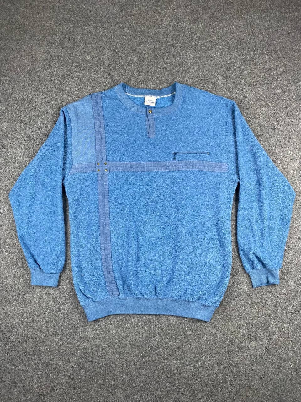 image of Vintage s Fleece Sweatshirt Nice Design in Blue, Men's (Size Large)