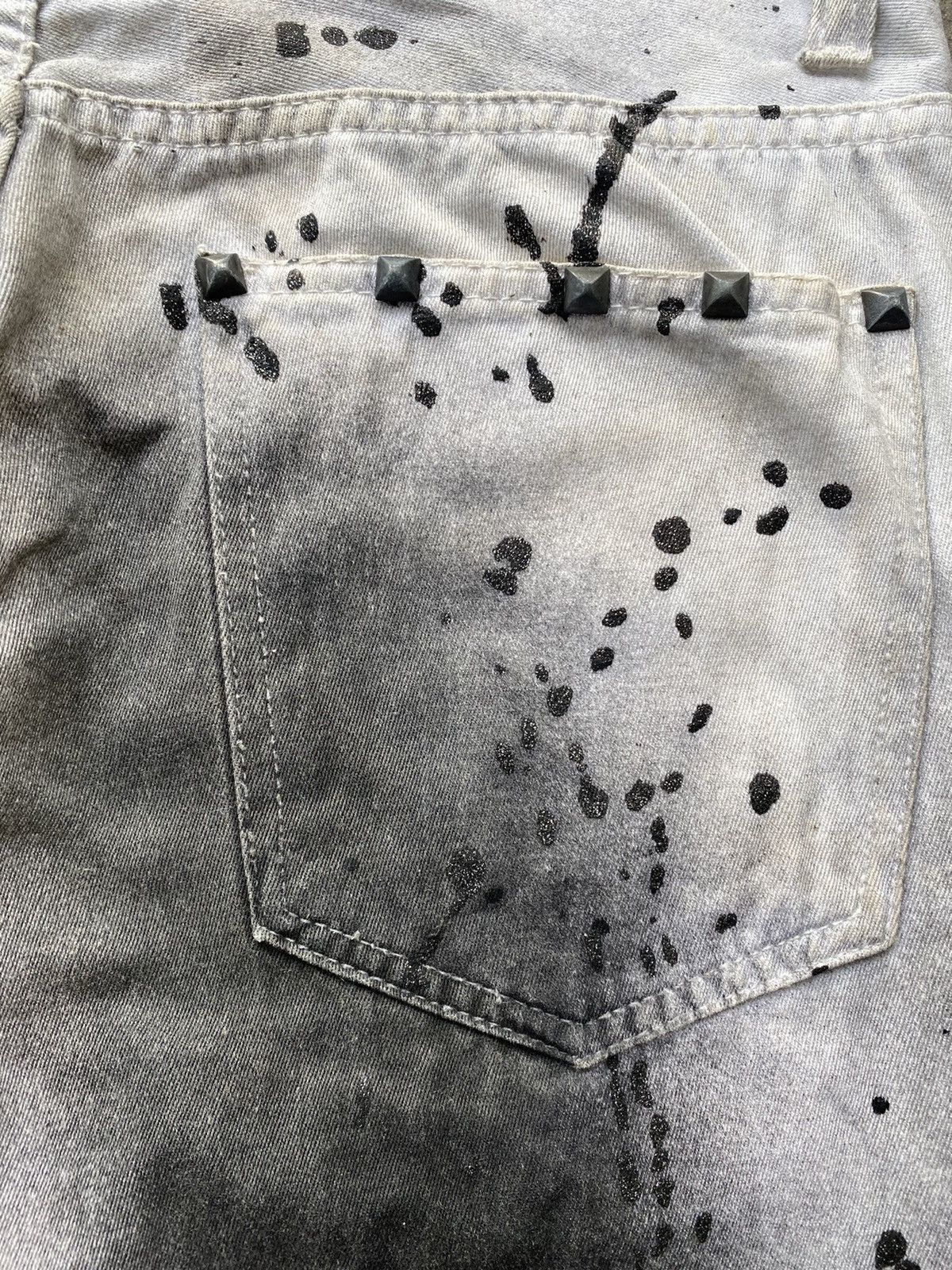 Seditionaries PAINT SPLATER SKULL EMBROIDERED CHARCOAL DISTRESSED PANT Size US 33 - 10 Thumbnail