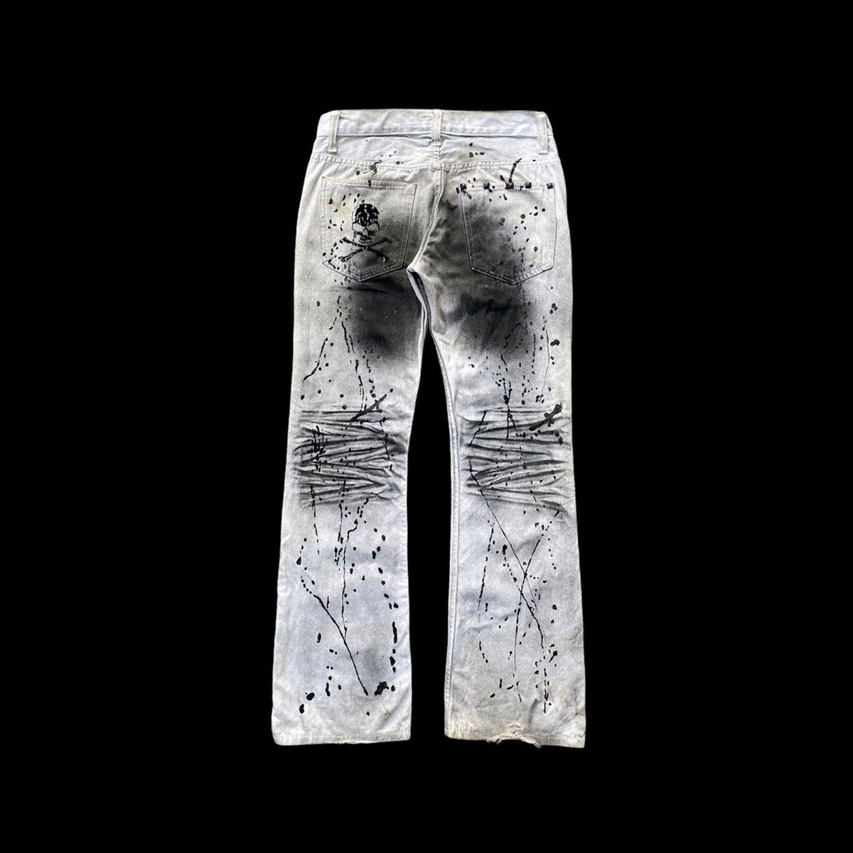 Seditionaries PAINT SPLATER SKULL EMBROIDERED CHARCOAL DISTRESSED PANT Size US 33 - 1 Thumbnail