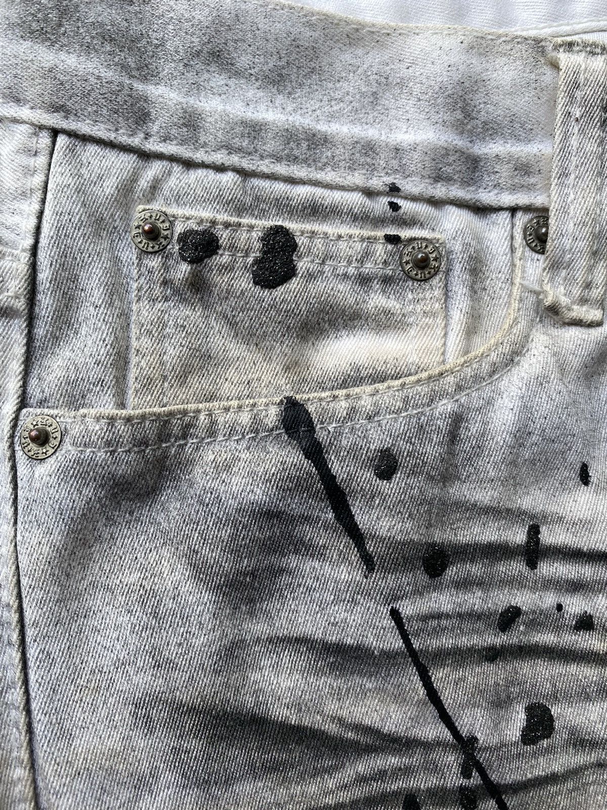 Seditionaries PAINT SPLATER SKULL EMBROIDERED CHARCOAL DISTRESSED PANT Size US 33 - 8 Thumbnail