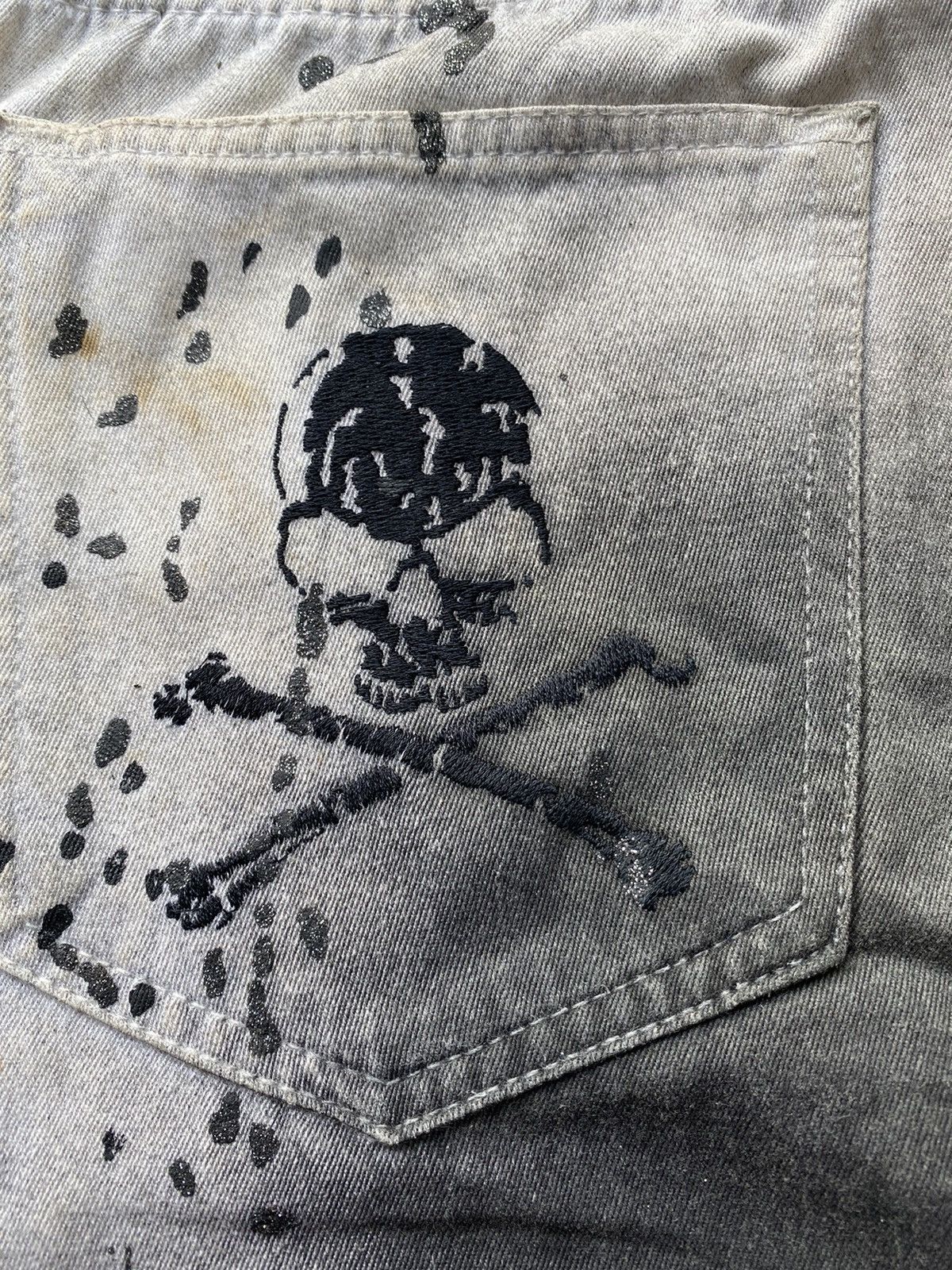 Seditionaries PAINT SPLATER SKULL EMBROIDERED CHARCOAL DISTRESSED PANT Size US 33 - 9 Thumbnail