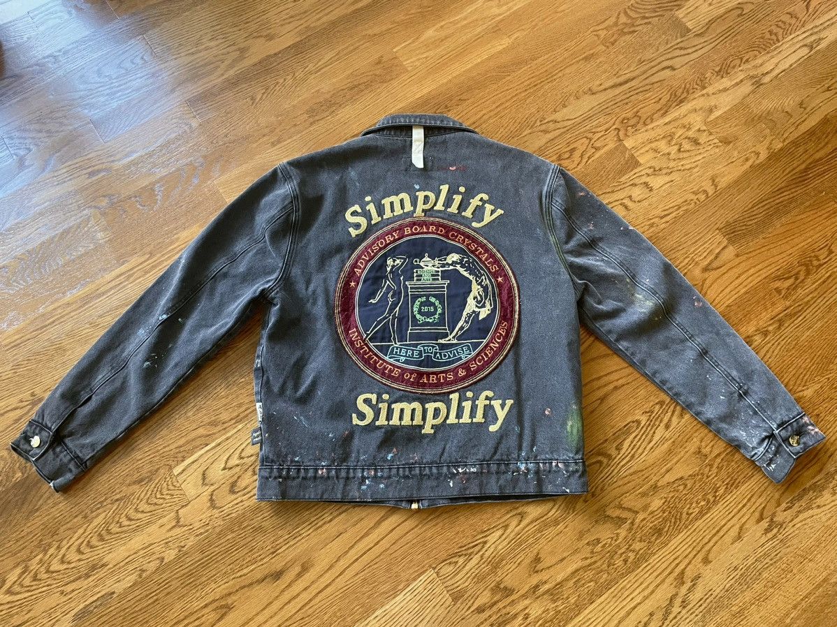 image of Advisory Board Crystals x Guess Abc Painted Black Denim Jacket Abcd. Artist Recluse Jean (Size Medi