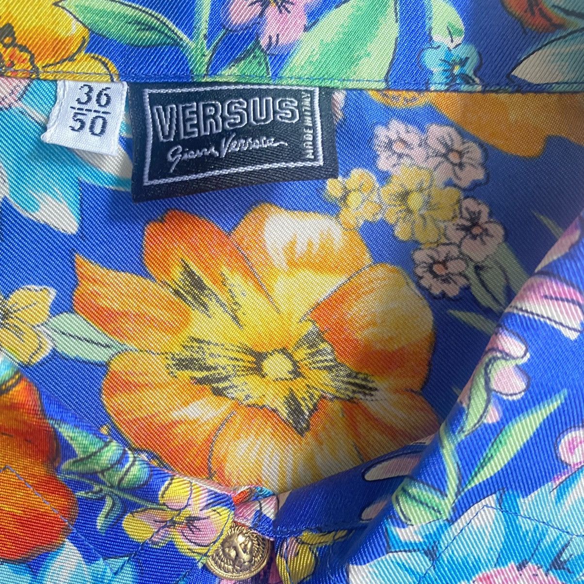 Versace × Versus Versace Vintage 90’s Versus Versace Floral Silk Shirt Size US M / EU 48-50 / 2 - 3 Thumbnail