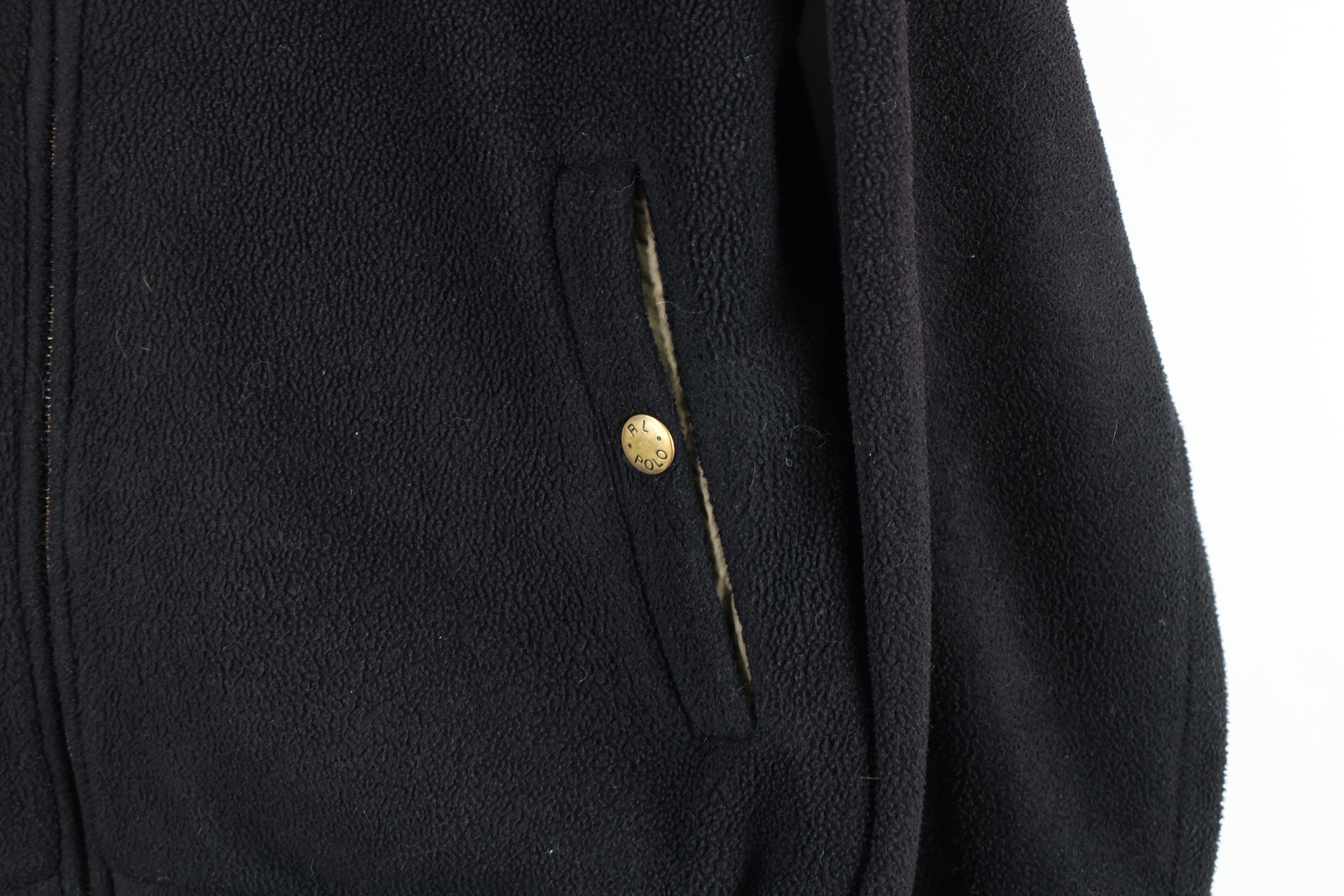 Ralph Lauren × Vintage Vintage 90s Ralph Lauren Fleece Full Zip Bomber Jacket Black Size US S / EU 44-46 / 1 - 5 Thumbnail