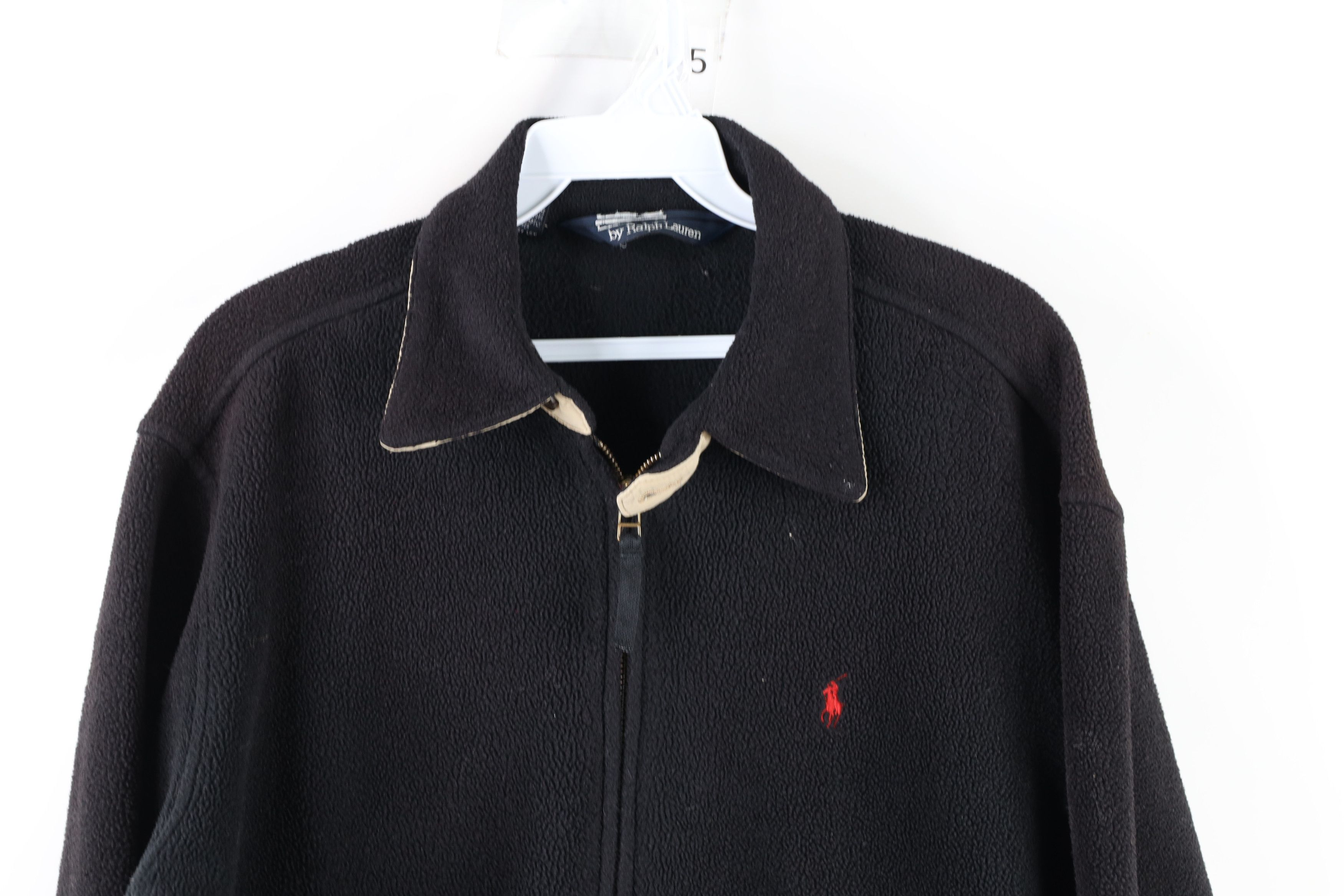 Ralph Lauren × Vintage Vintage 90s Ralph Lauren Fleece Full Zip Bomber Jacket Black Size US S / EU 44-46 / 1 - 2 Thumbnail