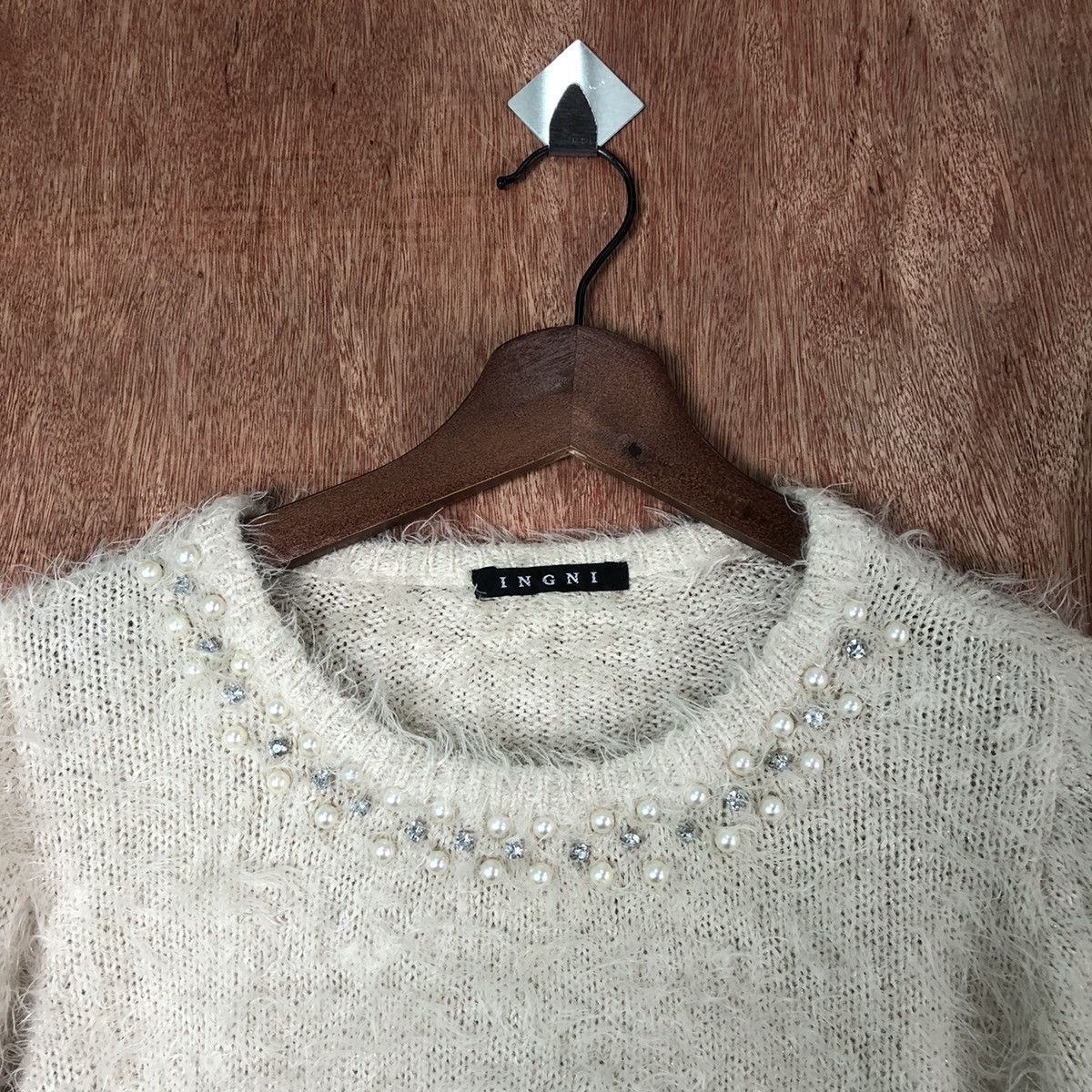Homespun Knitwear Ingni crop top Brown Shag Shaggy fur Knitwear #6598 Size M / US 6-8 / IT 42-44 - 6 Thumbnail