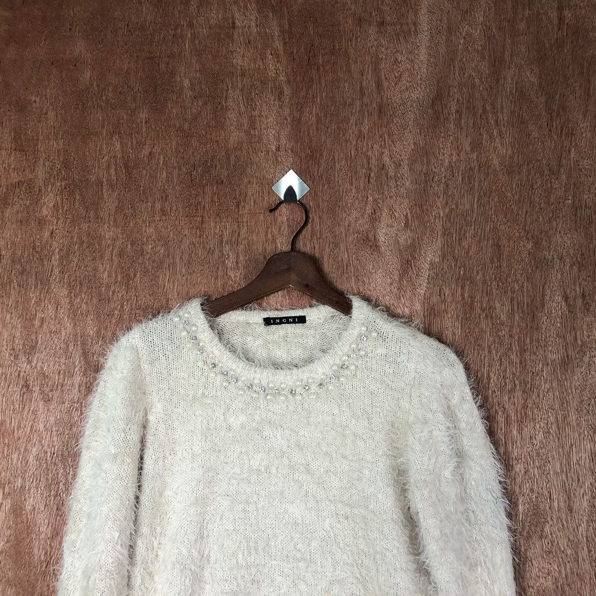 Homespun Knitwear Ingni crop top Brown Shag Shaggy fur Knitwear #6598 Size M / US 6-8 / IT 42-44 - 2 Thumbnail