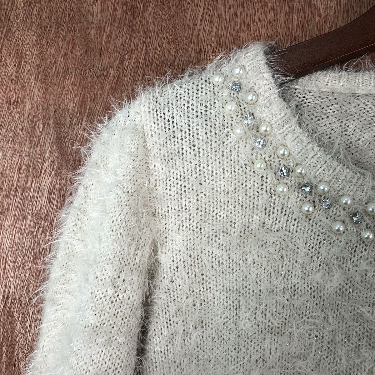 Homespun Knitwear Ingni crop top Brown Shag Shaggy fur Knitwear #6598 Size M / US 6-8 / IT 42-44 - 7 Thumbnail