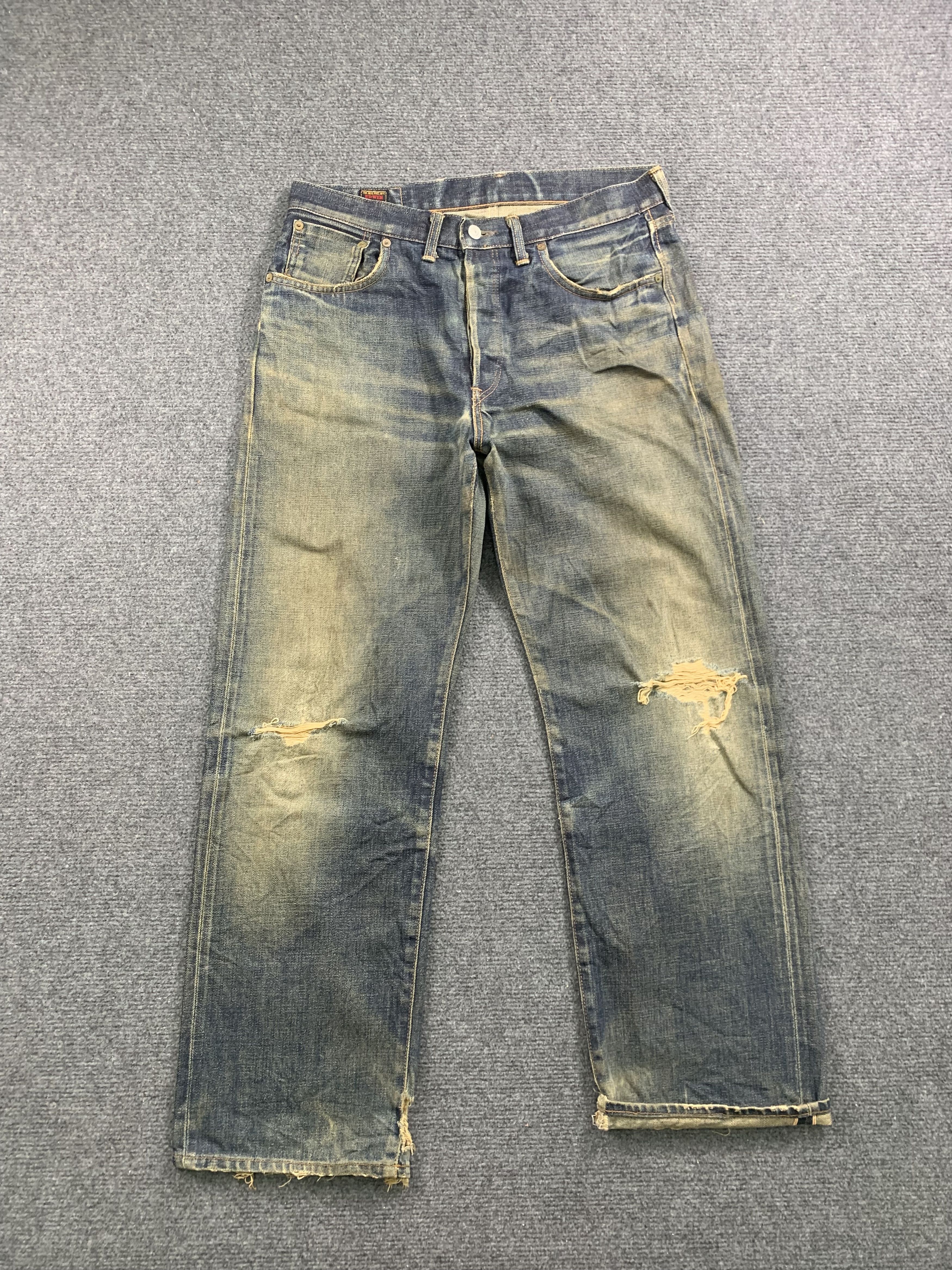 image of Edwin 505Sx Selvedge Faded Blue Jeans in Blue Denim, Men's (Size 32)