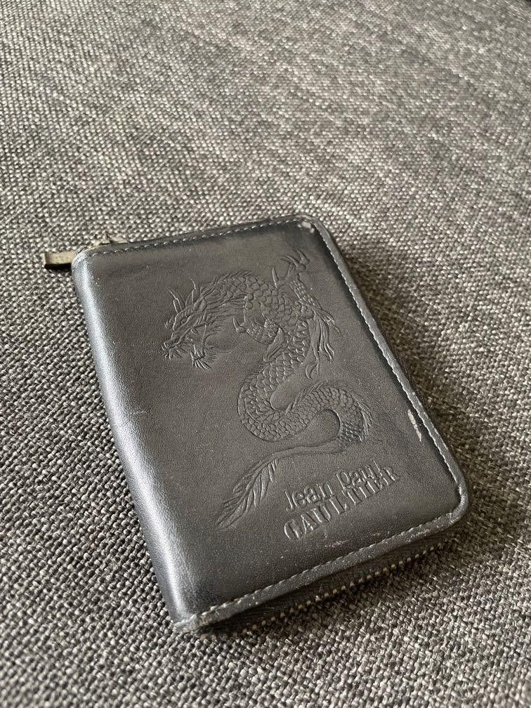 JEAN PAUL GAULTIER Vintage Black Leather Trifold Wallet 