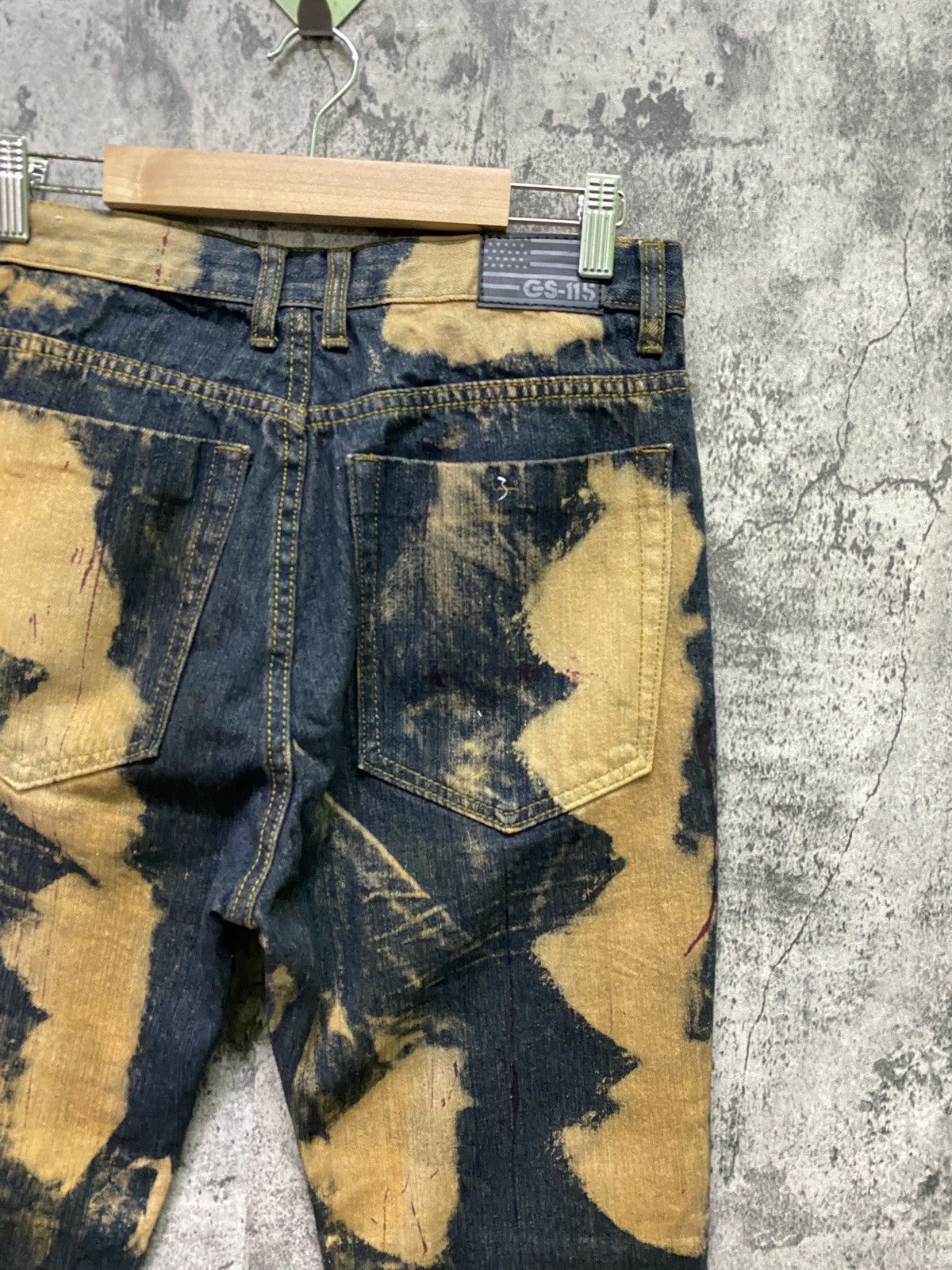 Japanese Brand GS-115 Denim Acid Wash Biker Rusty Design Denim Size US 29 - 12 Thumbnail
