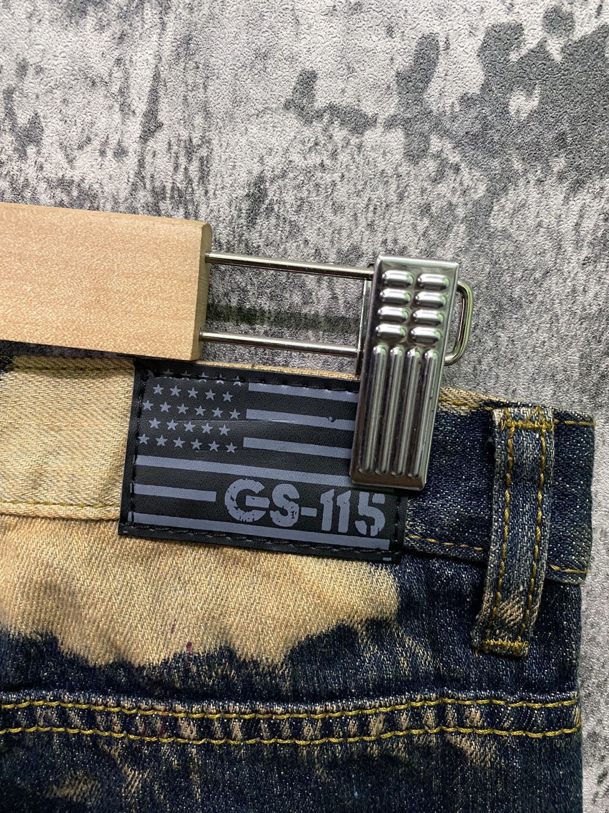 Japanese Brand GS-115 Denim Acid Wash Biker Rusty Design Denim Size US 29 - 15 Thumbnail