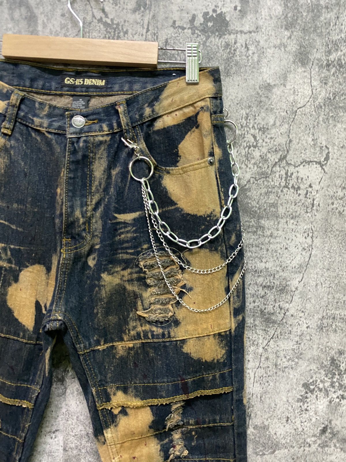 Japanese Brand GS-115 Denim Acid Wash Biker Rusty Design Denim Size US 29 - 5 Thumbnail