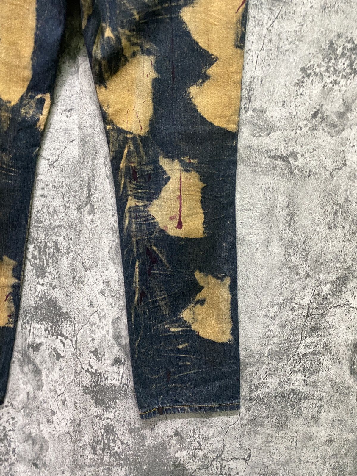 Japanese Brand GS-115 Denim Acid Wash Biker Rusty Design Denim Size US 29 - 13 Thumbnail