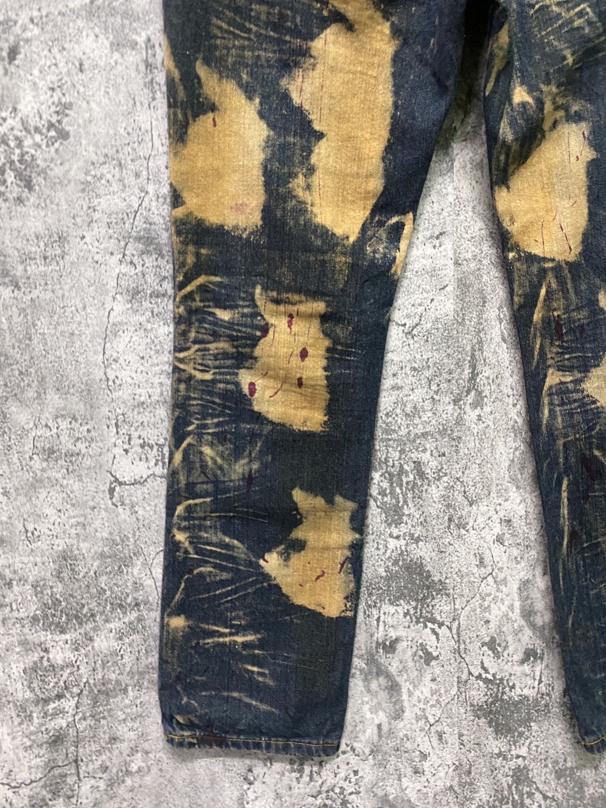 Japanese Brand GS-115 Denim Acid Wash Biker Rusty Design Denim Size US 29 - 14 Thumbnail