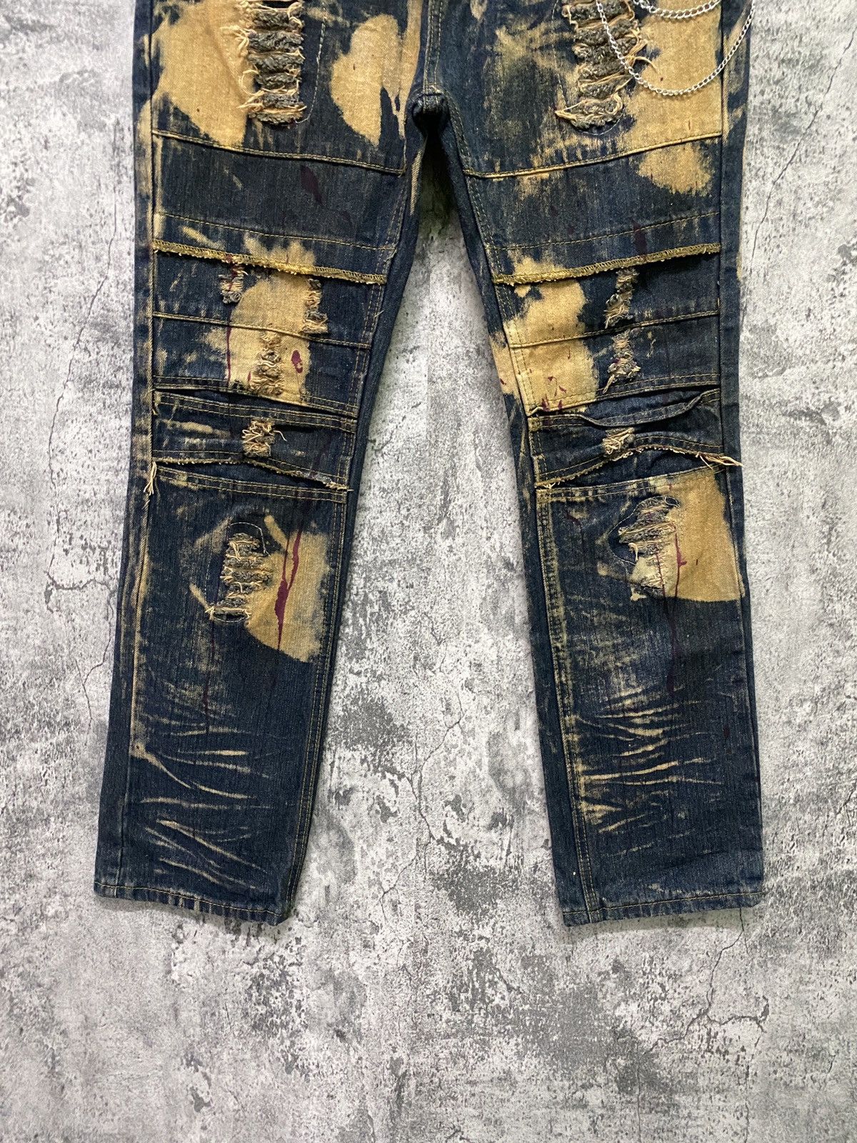 Japanese Brand GS-115 Denim Acid Wash Biker Rusty Design Denim Size US 29 - 8 Thumbnail