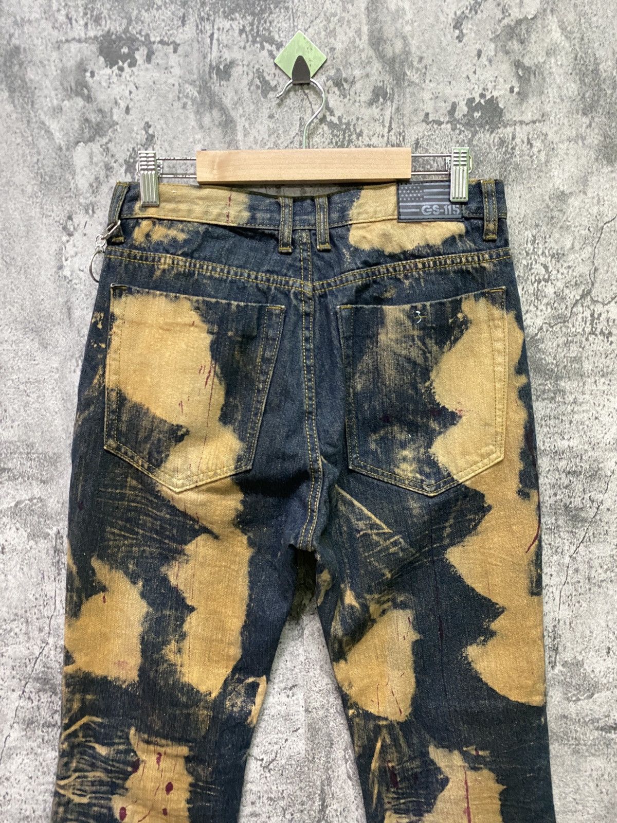 Japanese Brand GS-115 Denim Acid Wash Biker Rusty Design Denim Size US 29 - 10 Thumbnail