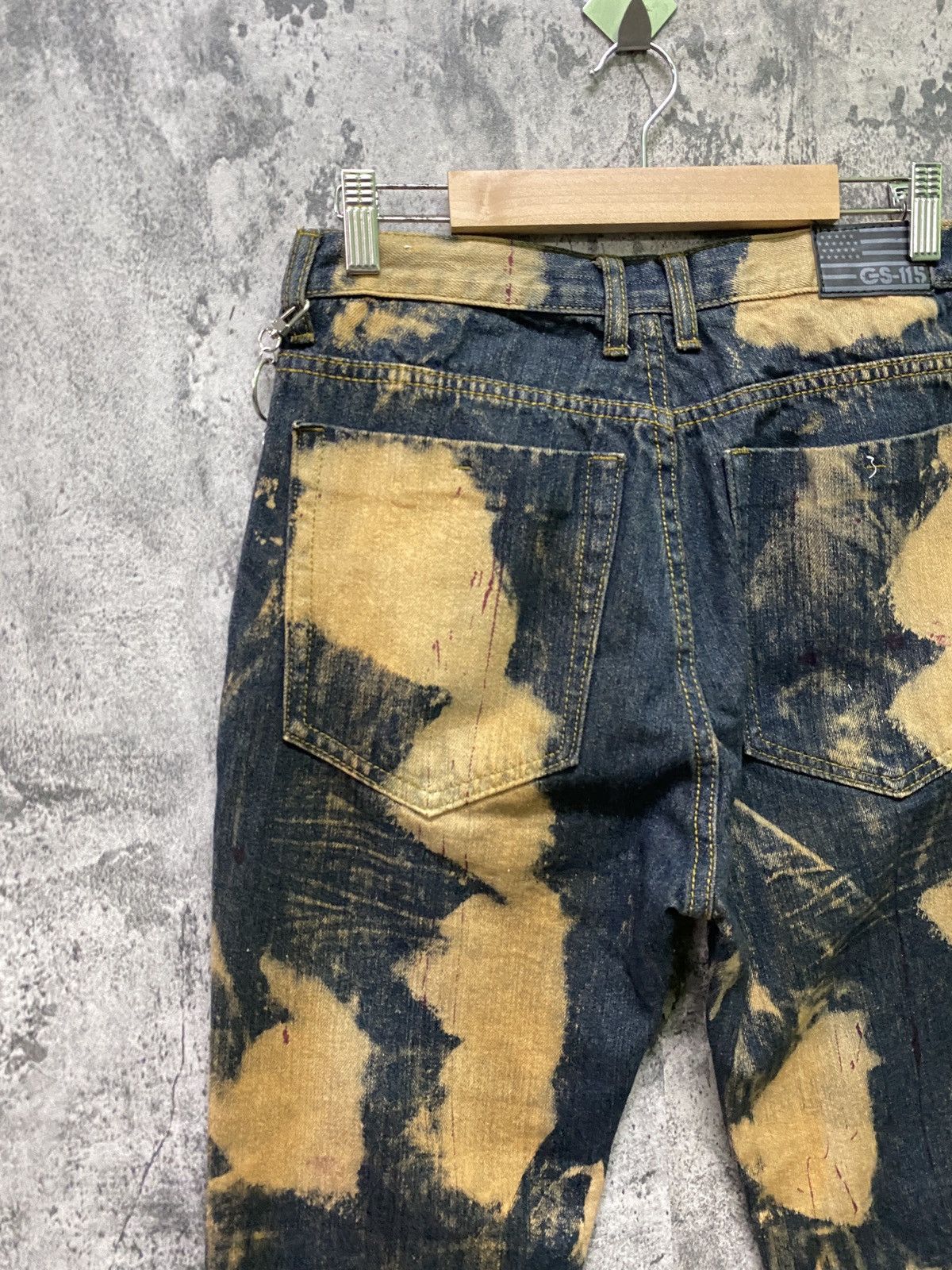 Japanese Brand GS-115 Denim Acid Wash Biker Rusty Design Denim Size US 29 - 11 Thumbnail