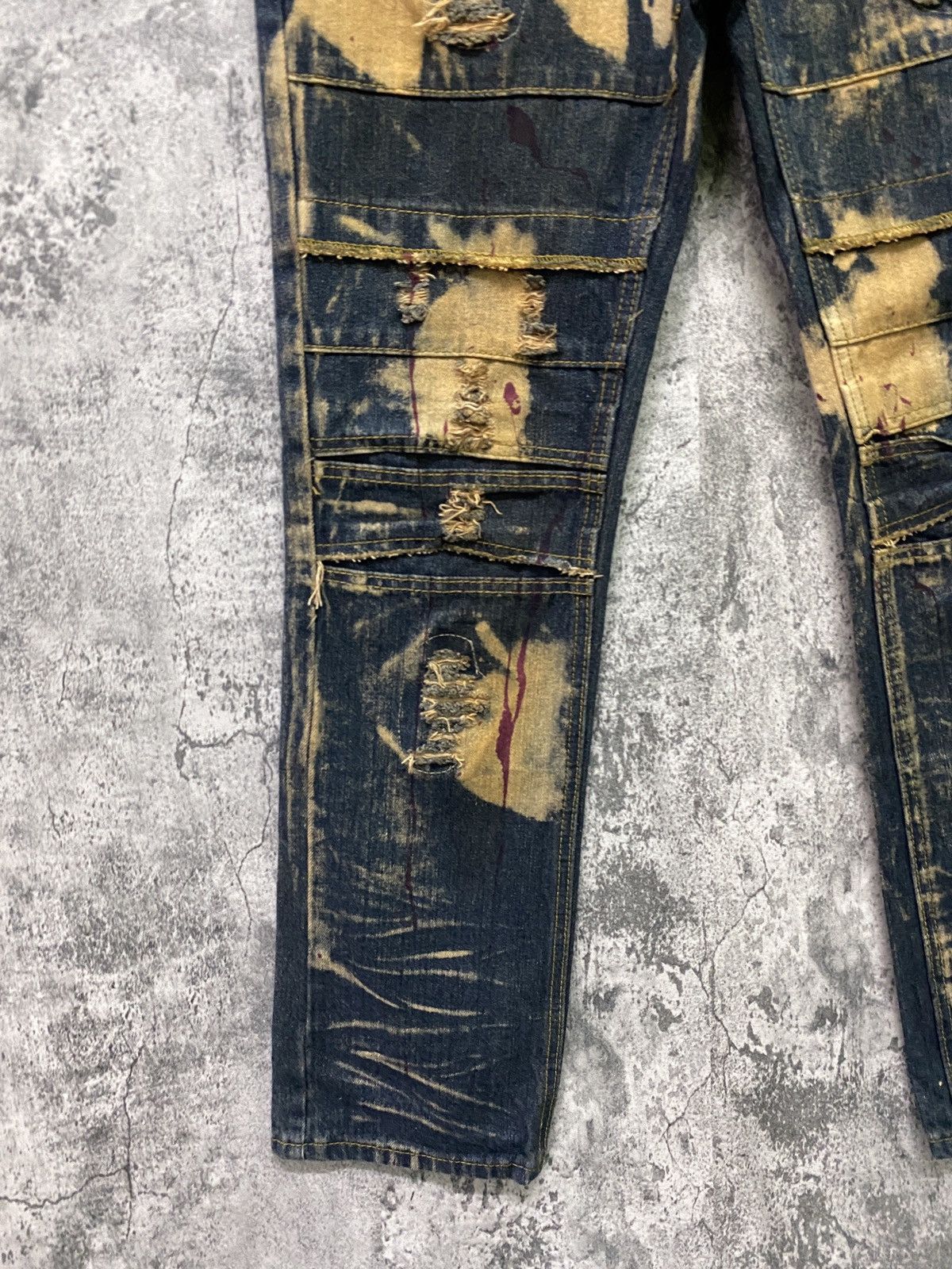Japanese Brand GS-115 Denim Acid Wash Biker Rusty Design Denim Size US 29 - 7 Thumbnail