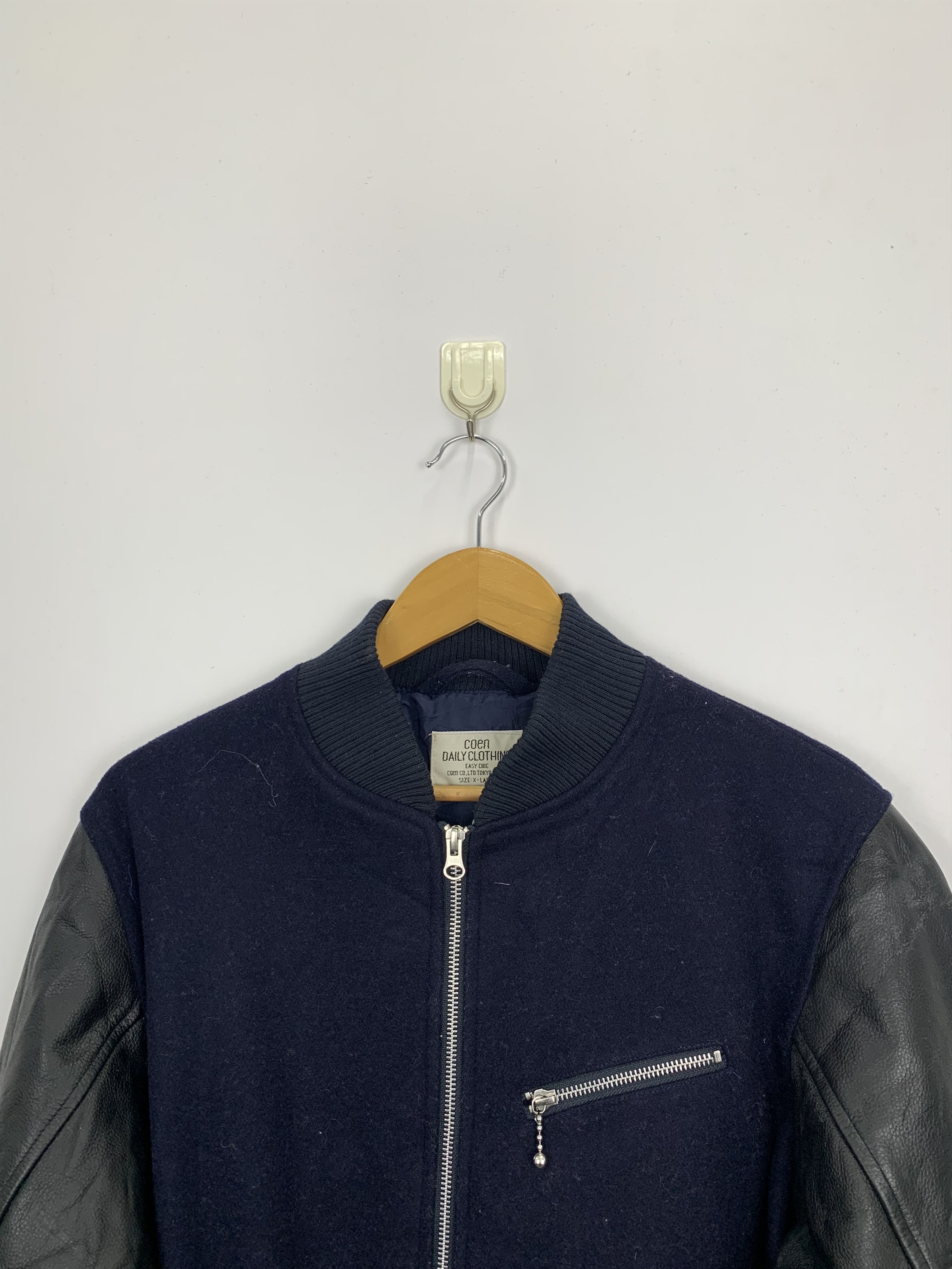 Japanese Brand Vintage Coen Daily Sleeve Leather Varsity Jacket V0469 Size US XL / EU 56 / 4 - 3 Thumbnail