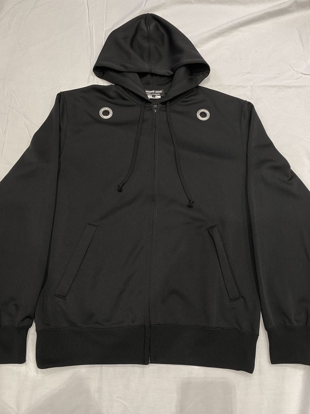 Pre-owned Comme Des Garçons Homme Deux Eyelet Zip Hoodie In Black