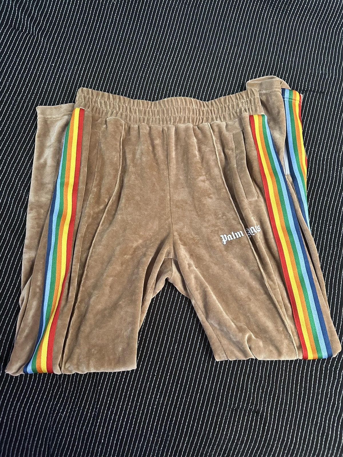 image of Palm Angels Rainbow Chenille Track Pants in Brown, Men's (Size 34)
