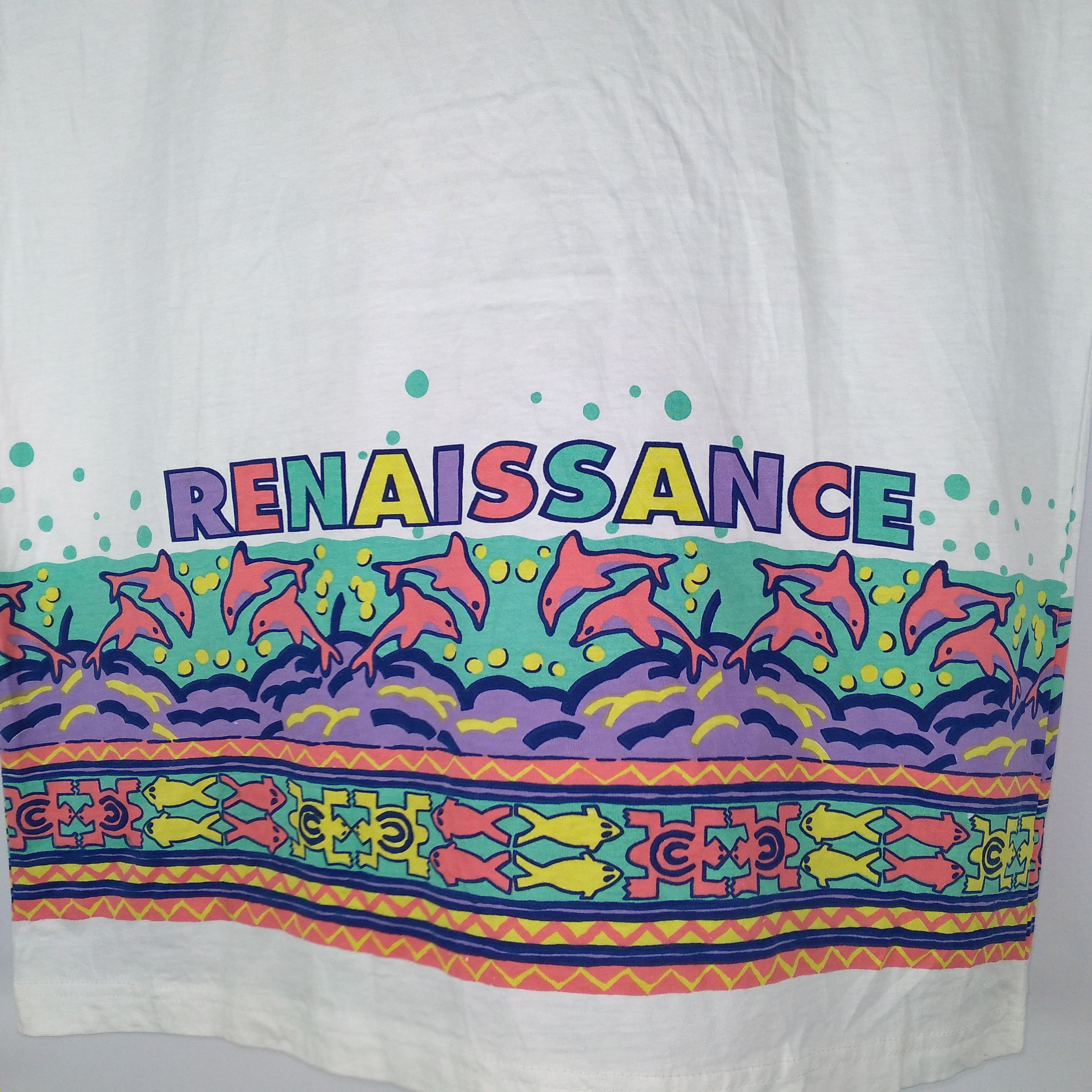 Vintage Vintage Renaissance Colourful Art Of Dolphin In The Sea Tee Size US M / EU 48-50 / 2 - 2 Thumbnail