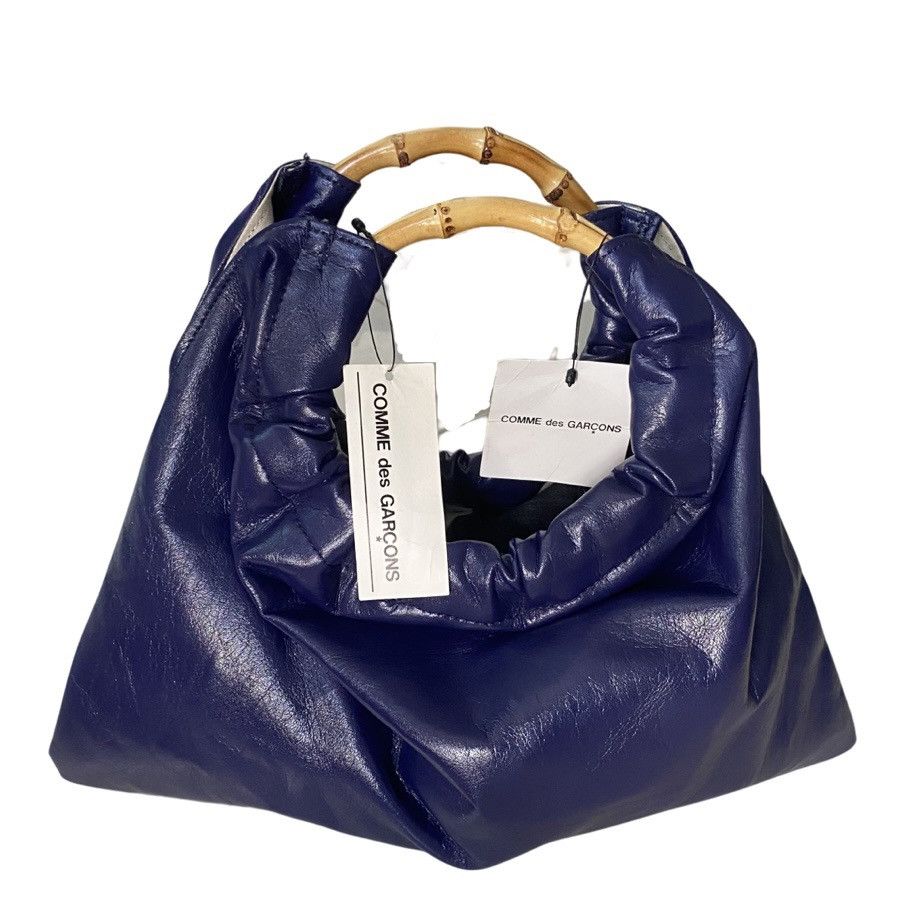 Comme des Garcons Blue Synthetic Leather Bag With Bamboo Handles Size ONE SIZE - 1 Thumbnail