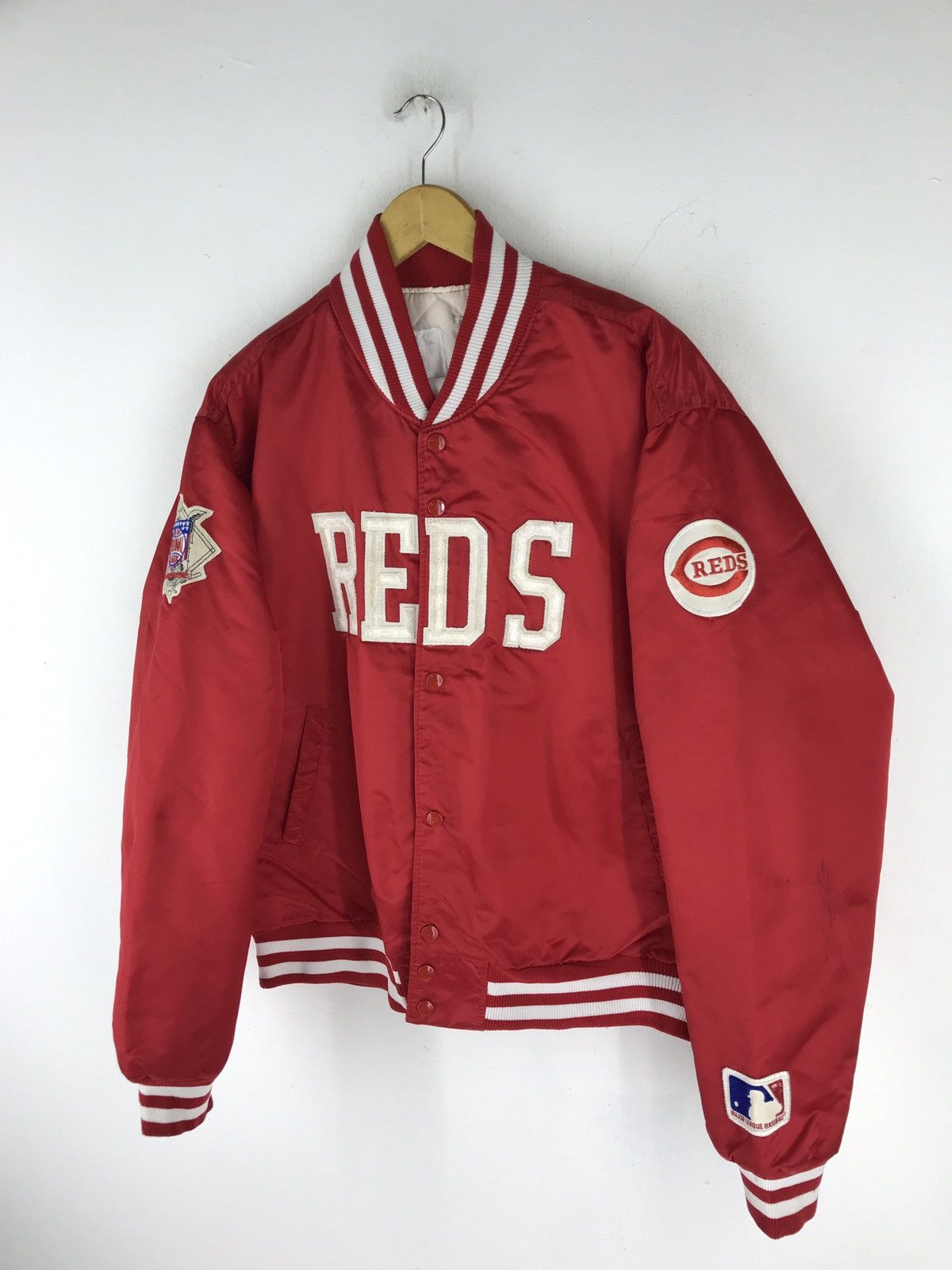 MLB 🔥 RARE VINTAGE REDS MLB NATIONAL LEAGUE SATIN BOMBER JACKET Size US XL / EU 56 / 4 - 4 Thumbnail