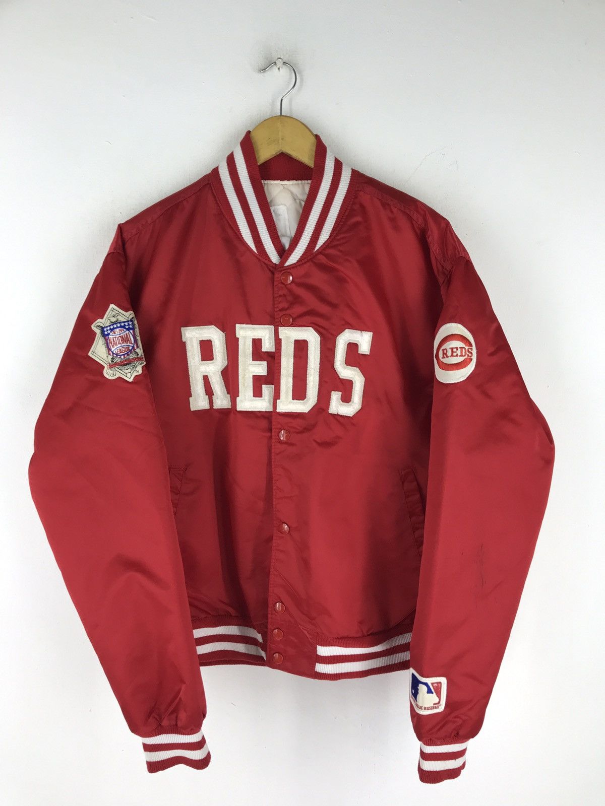 MLB 🔥 RARE VINTAGE REDS MLB NATIONAL LEAGUE SATIN BOMBER JACKET Size US XL / EU 56 / 4 - 2 Thumbnail